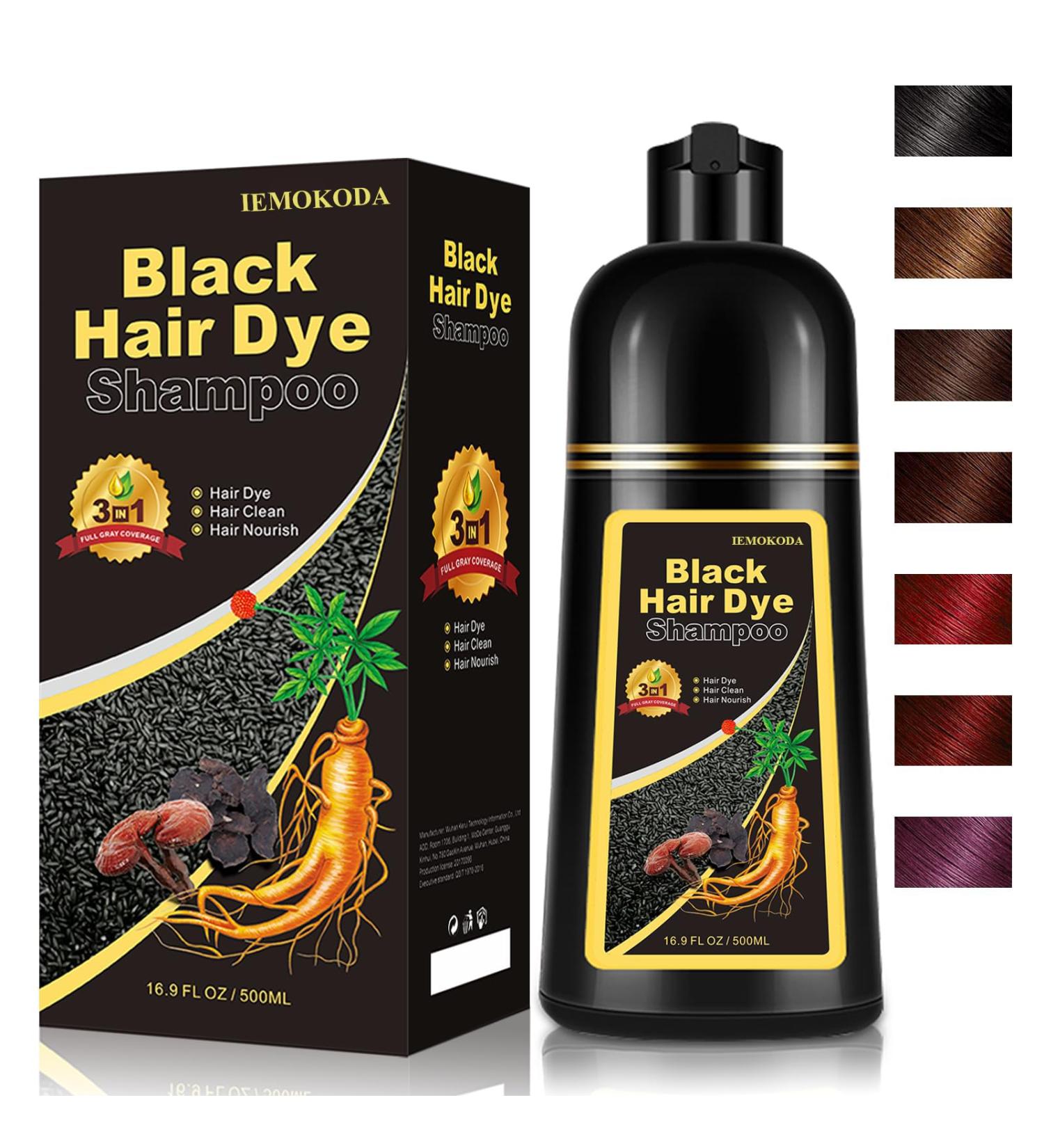 Instant Black Hair Dye Shampoo 3 in 1 | 100% Gray Coverage in 15 Minutes | Plant-Based Hair Color Kit for Men & Women | Natural Hair Dye & Conditioner - Buy Online on GoSupps.com