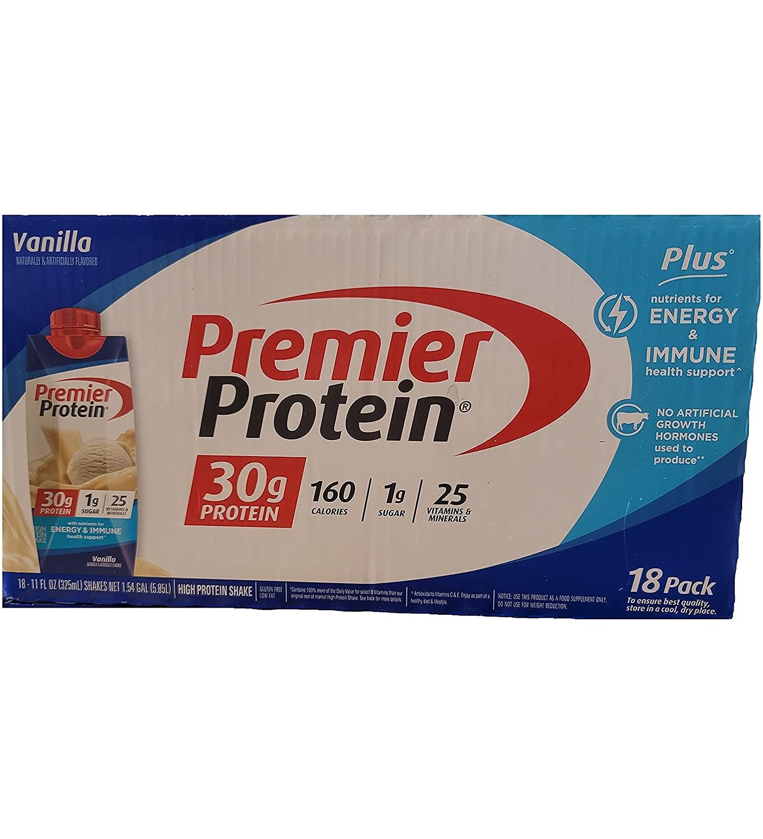 Premier Protein Shake Vanila Flavored 18 Pack/ 11 Fl Oz Net Wt 198 Fl Oz 198 Fluid_Ounces (546220) - Buy Online on GoSupps.com