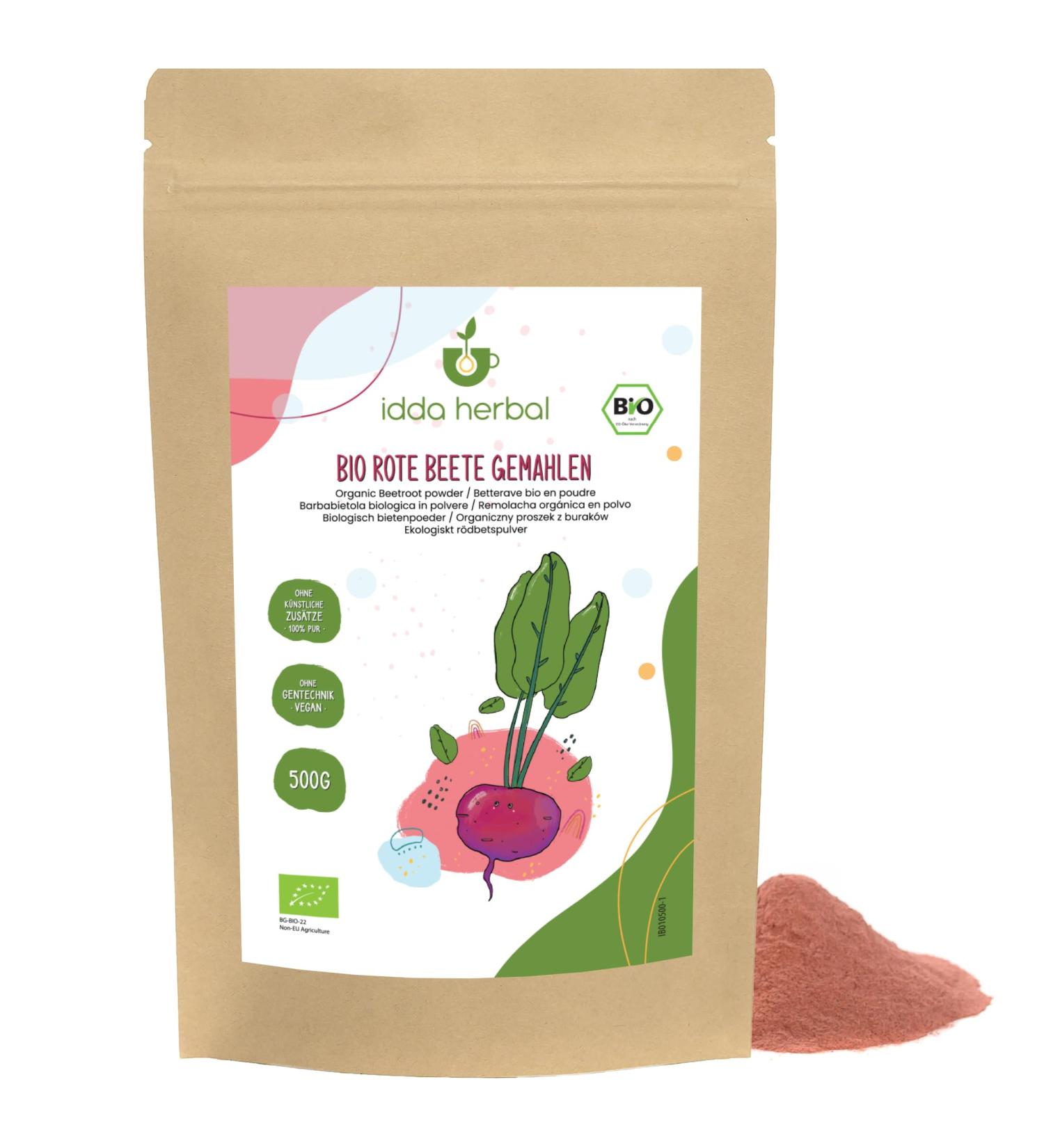 Organic Beetroot Powder (500g) Ground Beetroot Beetroot Powder from Organic Farming 100% Natural and Pure Vegan - Buy Online on GoSupps.com