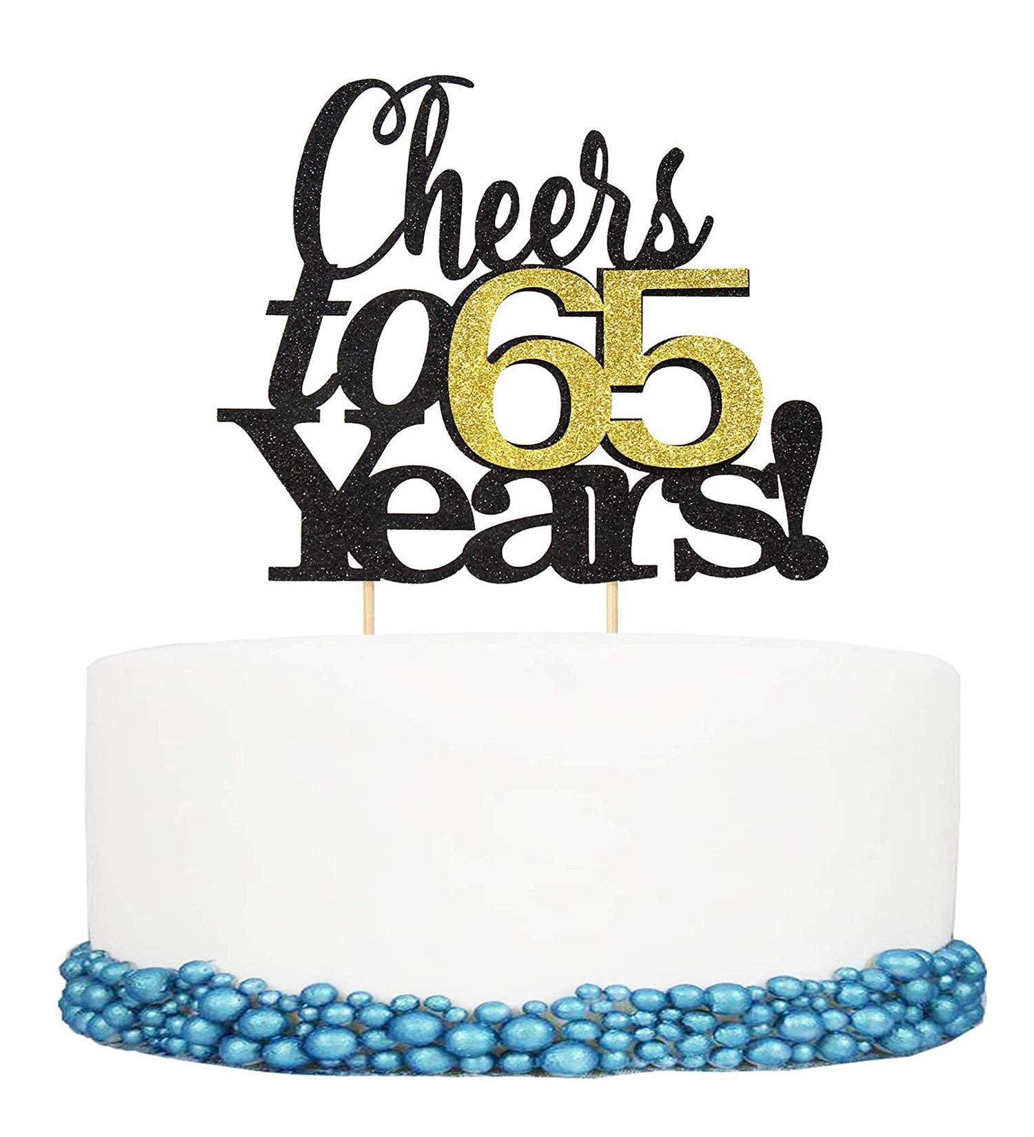 1Pc Cheers to 65 Years Cake Topper Happy 65th Birthday Cake Topper 65th Anniversary Birthday Party Decor Supplies Celebrating Party Decorations - Buy Online on GoSupps.com