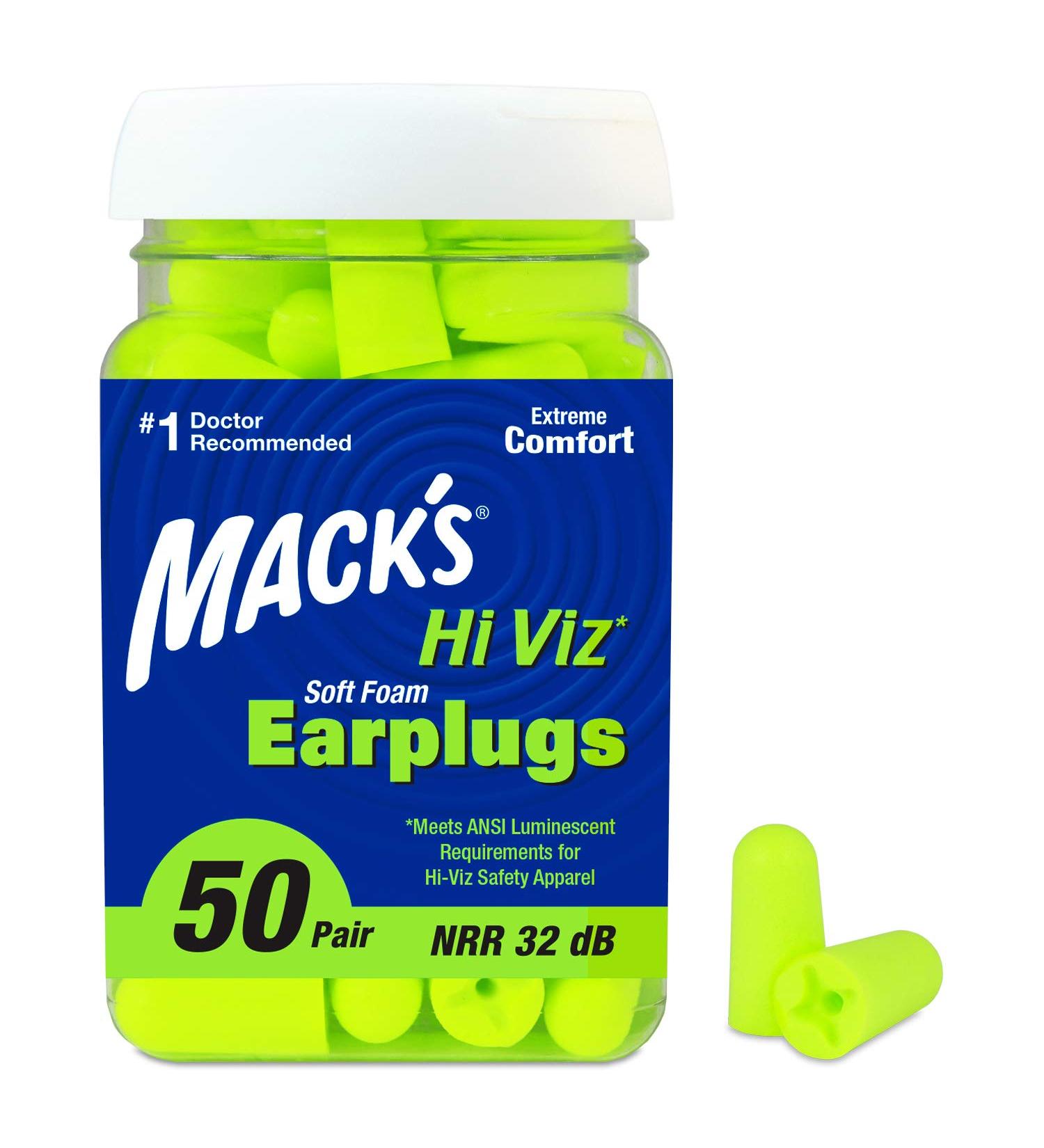 Hi Viz Soft Foam Earplugs - 50 Pair, Most Visible Color, 32dB High NRR - Ideal for Shop Work, Industrial Use, Motor Sports & Shooting - Buy Online on GoSupps.com