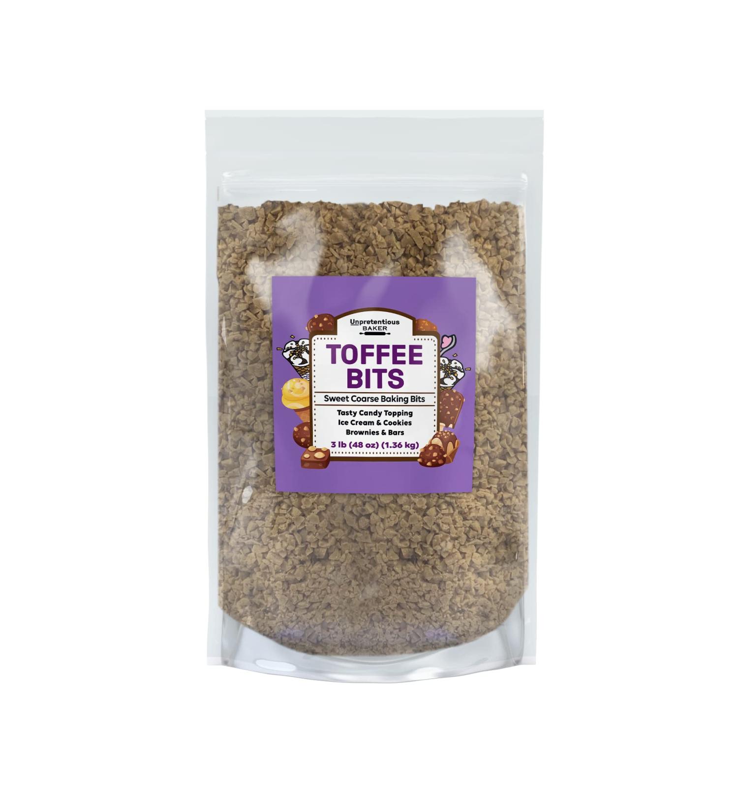 Toffee Bits 3 lbs by Unpretentious Baker - Ideal for Ice Cream Topping and Baking Desserts - Buy Online on GoSupps.com