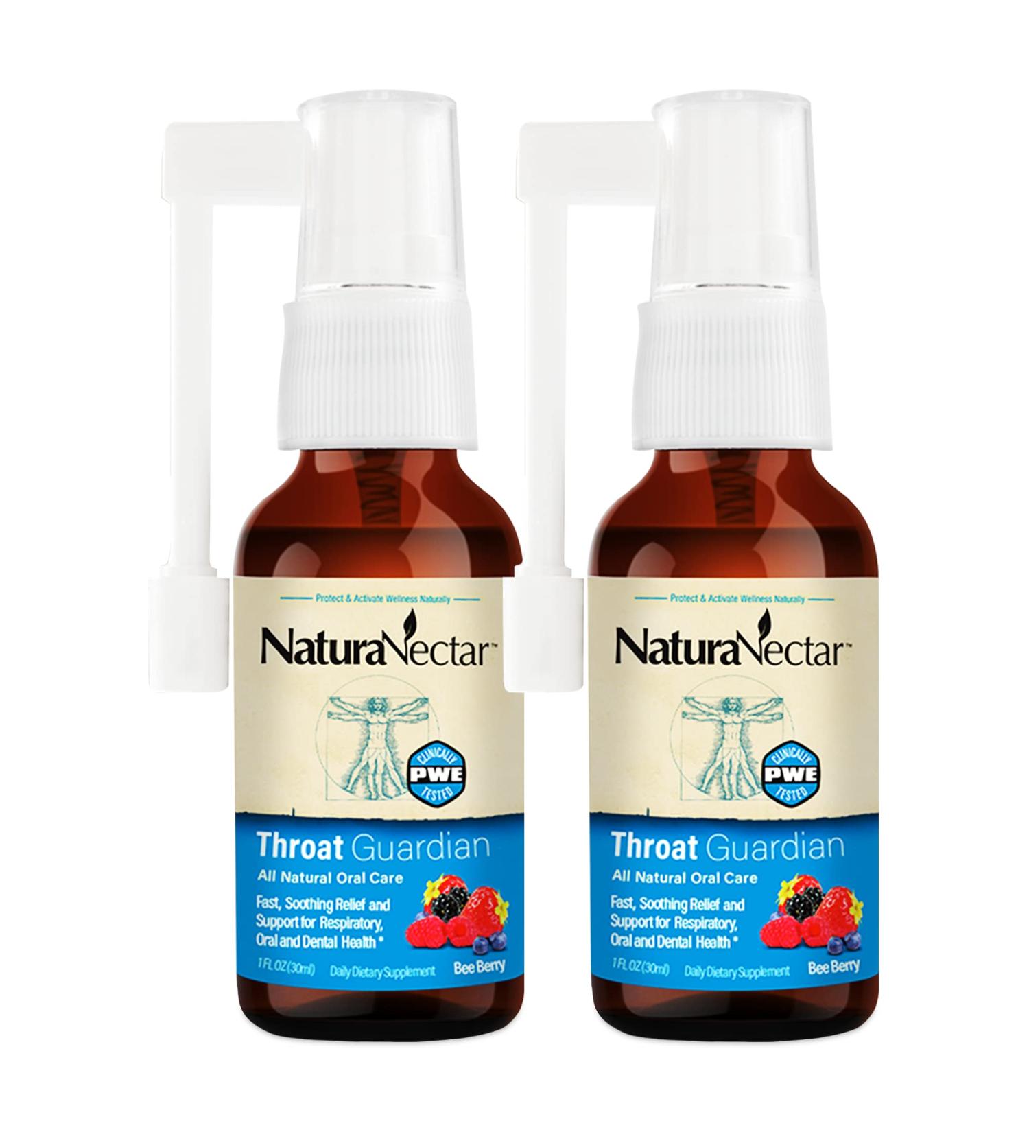 NaturaNectar - Bee Propolis Throat Spray - Unique Throat Relief and Wellness Agent - Brazilian Bee Propolis Throat Guardian Spray - Ethical Beekeeping - Honey Bee Berry Flavor (2-Pack 1.06 Fl Oz.) 2.12 Fl Oz (Pack of 2) - Buy Online on GoSupps.com