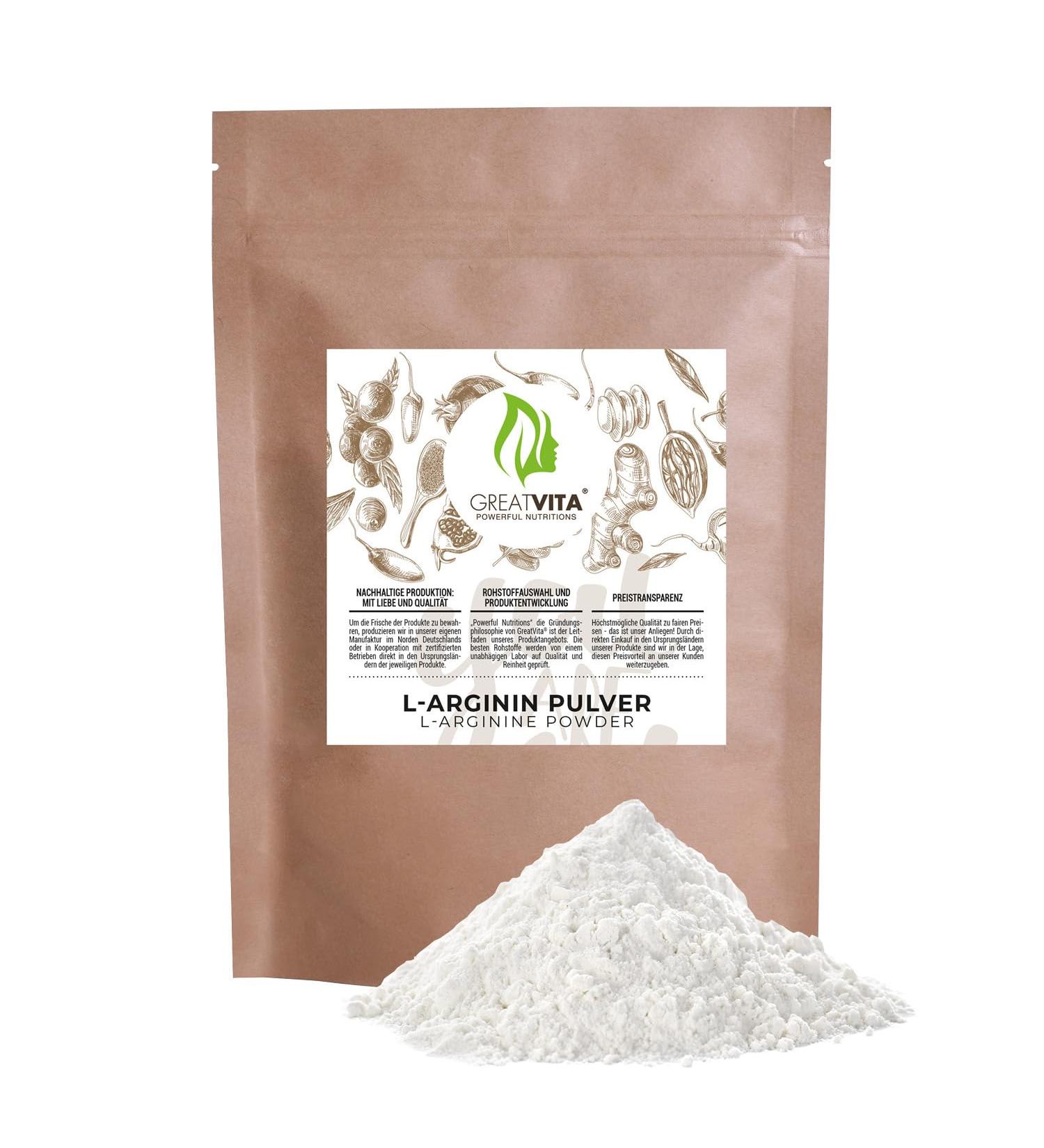  GREAT VITA GreatVita L-Arginine Base Powder 400 g High Dosed | High Quality Made in Germany | HCL Free and Purely Vegetable Free Die - Buy Online on GoSupps.com