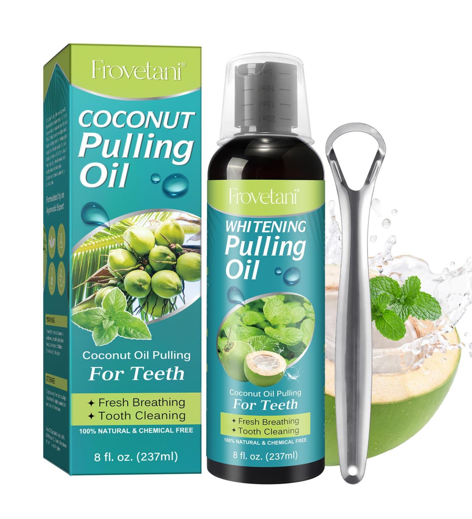 Coconut Oil Pulling Mouthwash - Natural Mint for Teeth & Gums Fresh Breath & Whitening Travel Size 237ml - Buy Online on GoSupps.com
