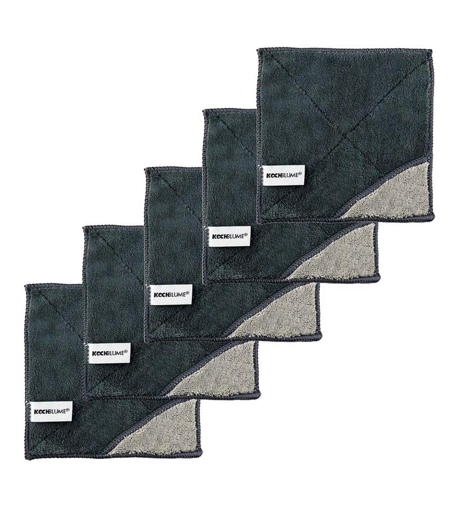 Kochblume Microfibre Cloth Set - 5 Pack 18x18 cm Anthracite Grey | Premium Cleaning Cloths for Home & International Shipping - Buy Online on GoSupps.com