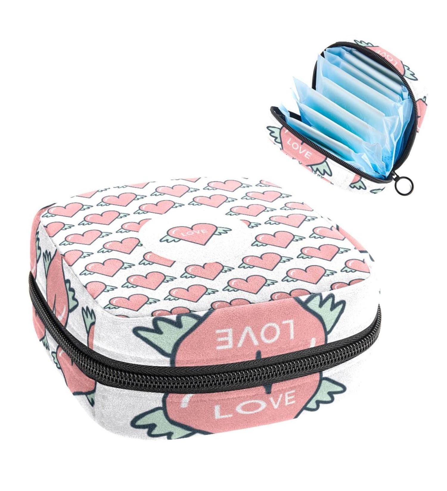 Buy Cute Flying Heart Pattern Women's Storage Bag - Portable Period Kit | Bonds Stillpad Holder - Buy Online on GoSupps.com