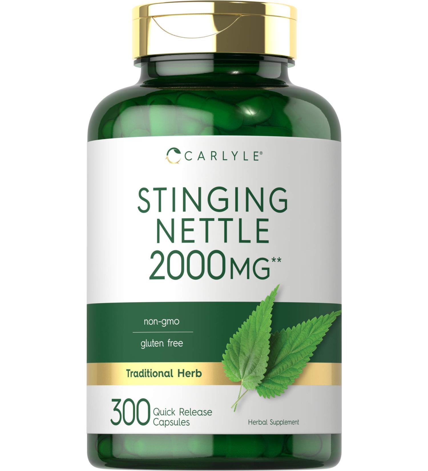 Stinging Nettle Leaf Extract 2000mg | 300 Capsules | Non-GMO & Gluten Free by Carlyle - Buy Online on GoSupps.com