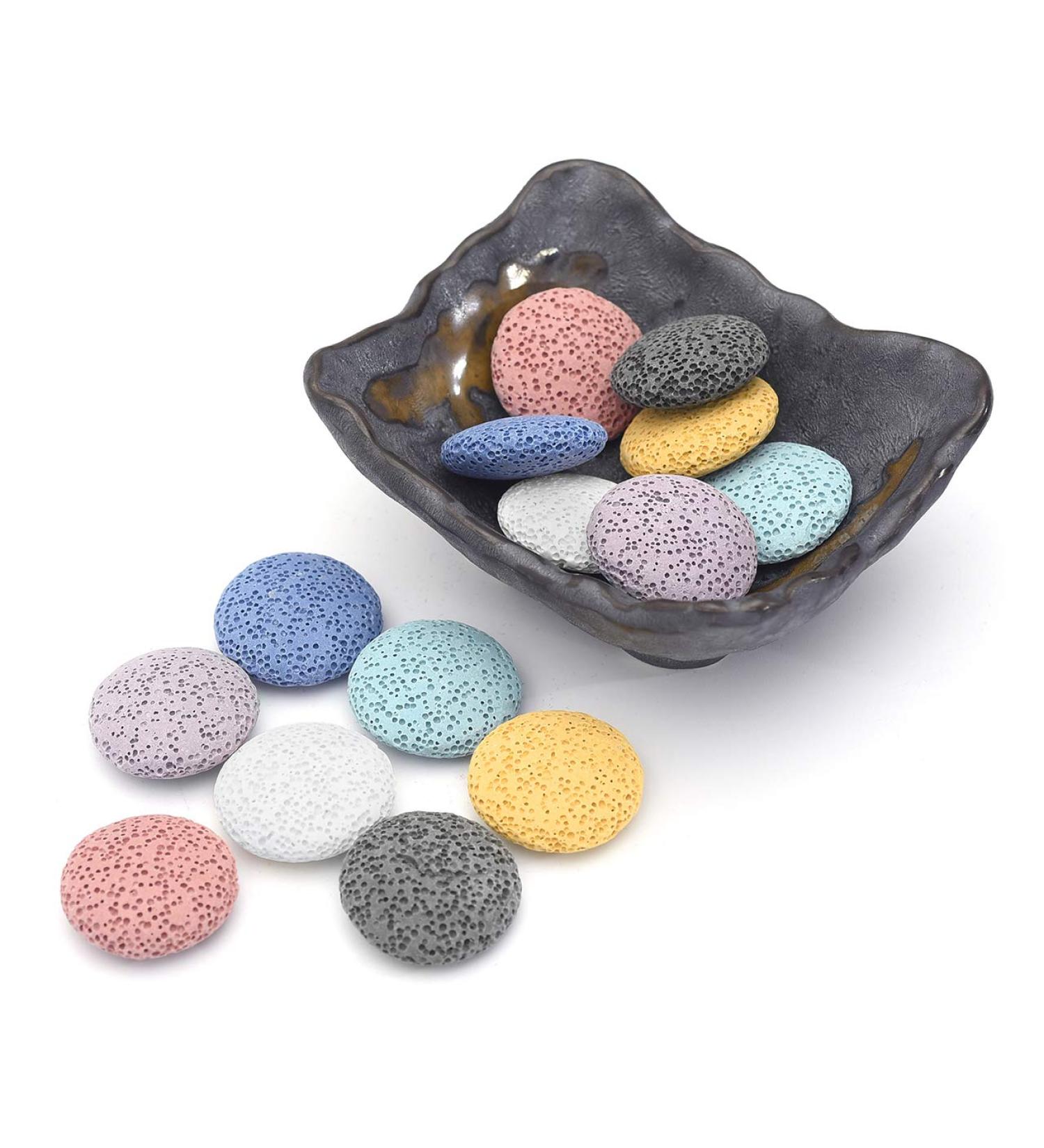 Top Plaza Lava Rock Aromatherapy Essential Oil Diffuser Set - 14 Pcs Round Stones | Ceramic Fragrance Bowl for International Shipping - Buy Online on GoSupps.com