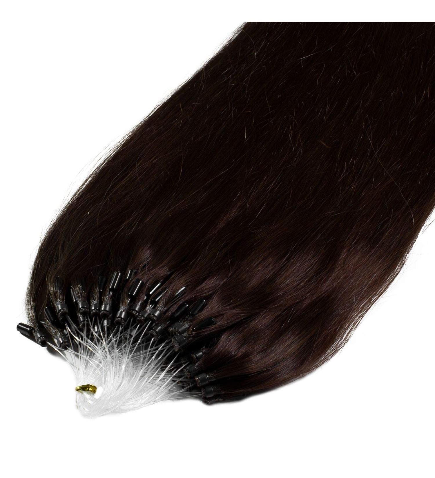 Buy Hair2Heart Premium Microring Extensions - 25 Strands 0.8g 40cm Human Hair Straight - Medium Brown #2 Dark Brown - International Shipping Available - Buy Online on GoSupps.com