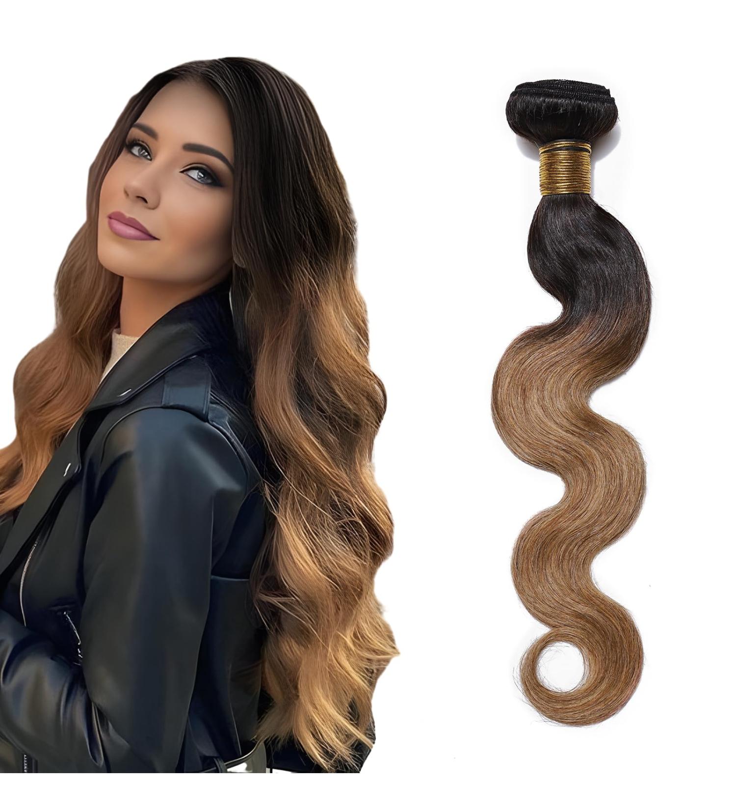 Body Wave Brazilian Hair Bundles 7A Virgin Human Hair Extensions 18 #1BT27 Natural Black Ombre Dark Blonde - Buy Online on GoSupps.com