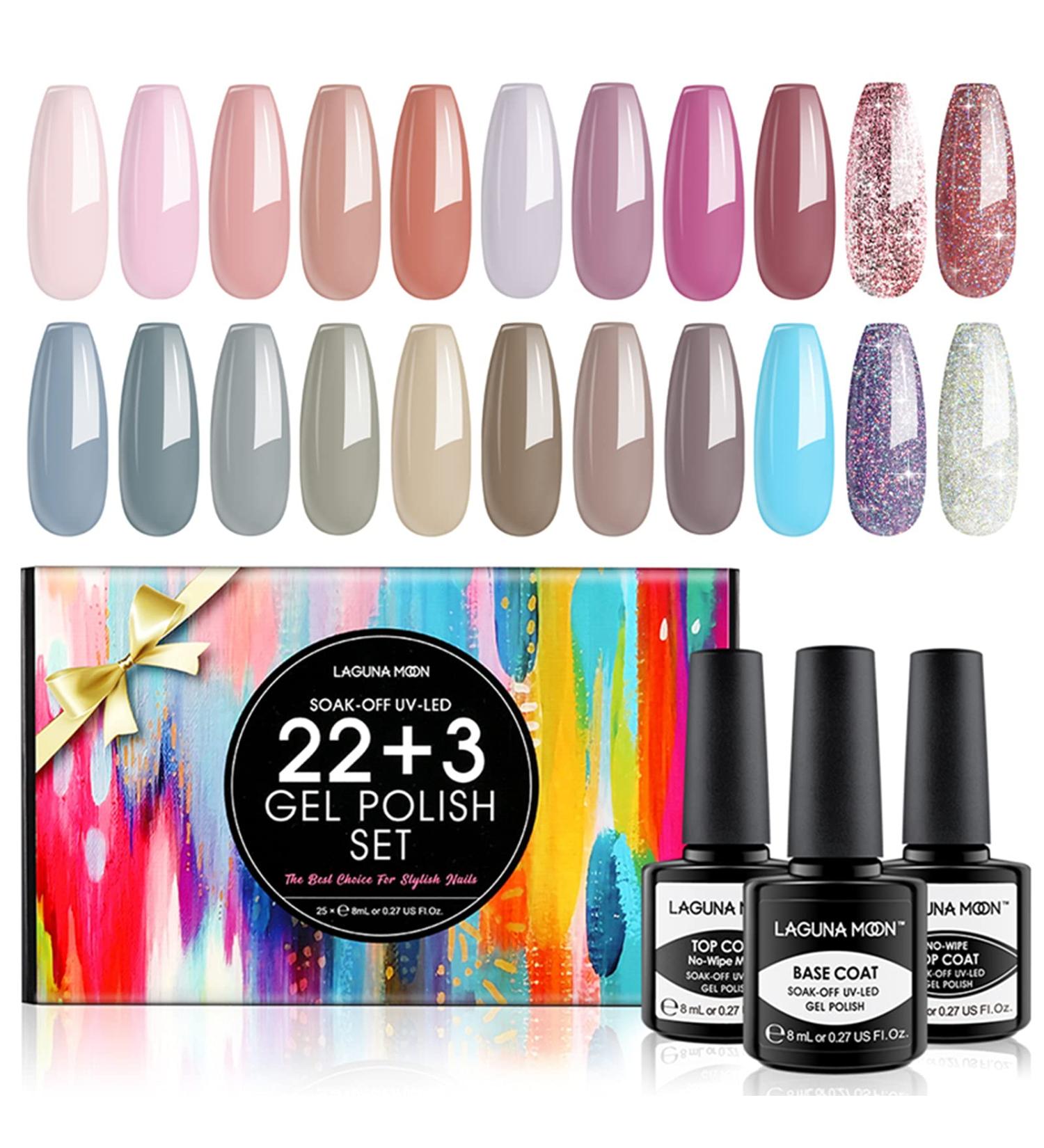 25pc Gel Nail Polish Set Nude Colours with No-Wipe Top Coat Matte Top Coat Base Coat - Soak Off UV Manicure + Pedicure Gift Set Starter Kit for DIY Nail Art + Salon Use Rain On My Parade - Buy Online on GoSupps.com