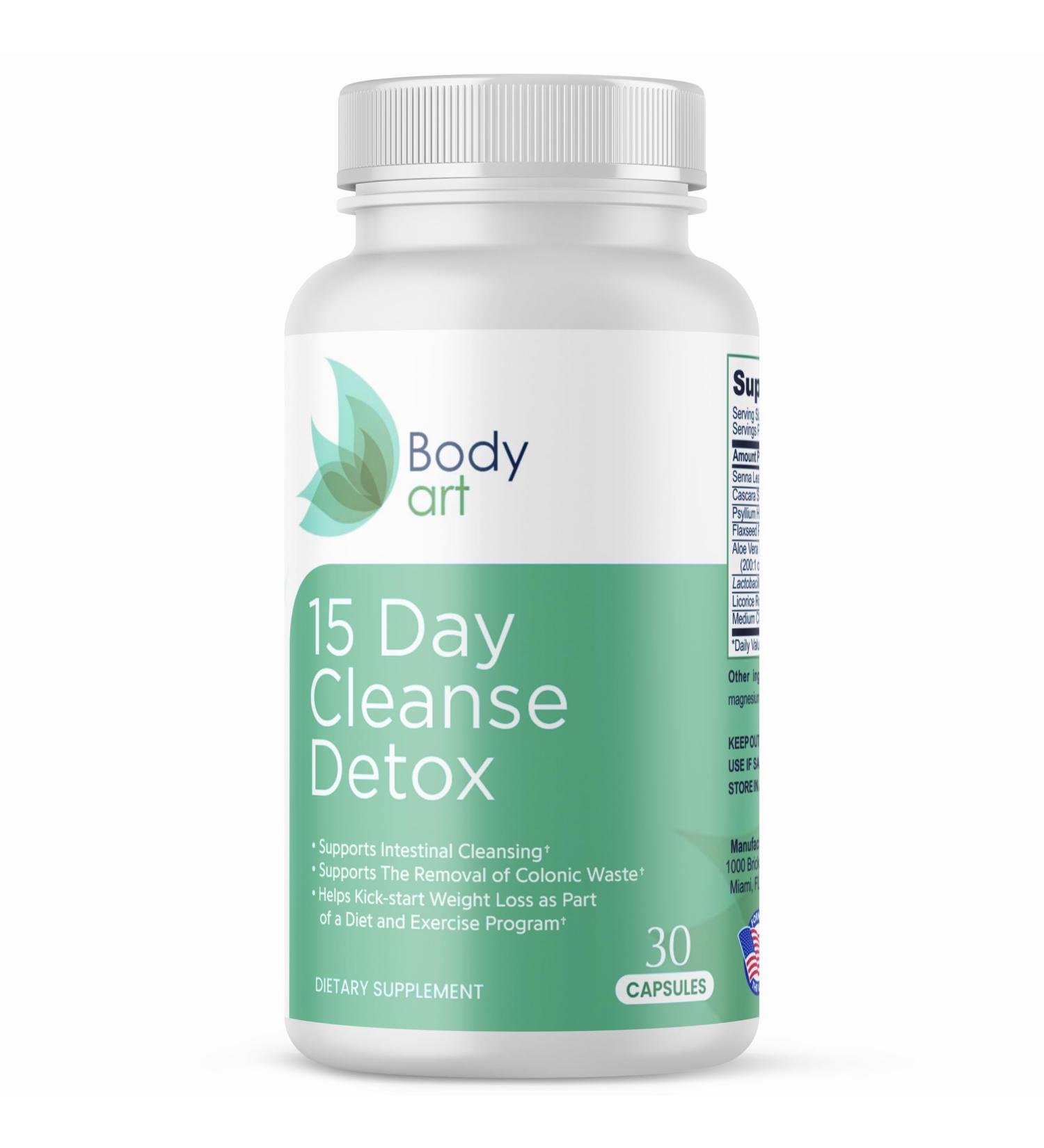 Body Art 15 Day Colon Cleanse Detox Natural Capsules for Digestive Health Gentle Support for Men & Women 30 Count - Buy Online on GoSupps.com