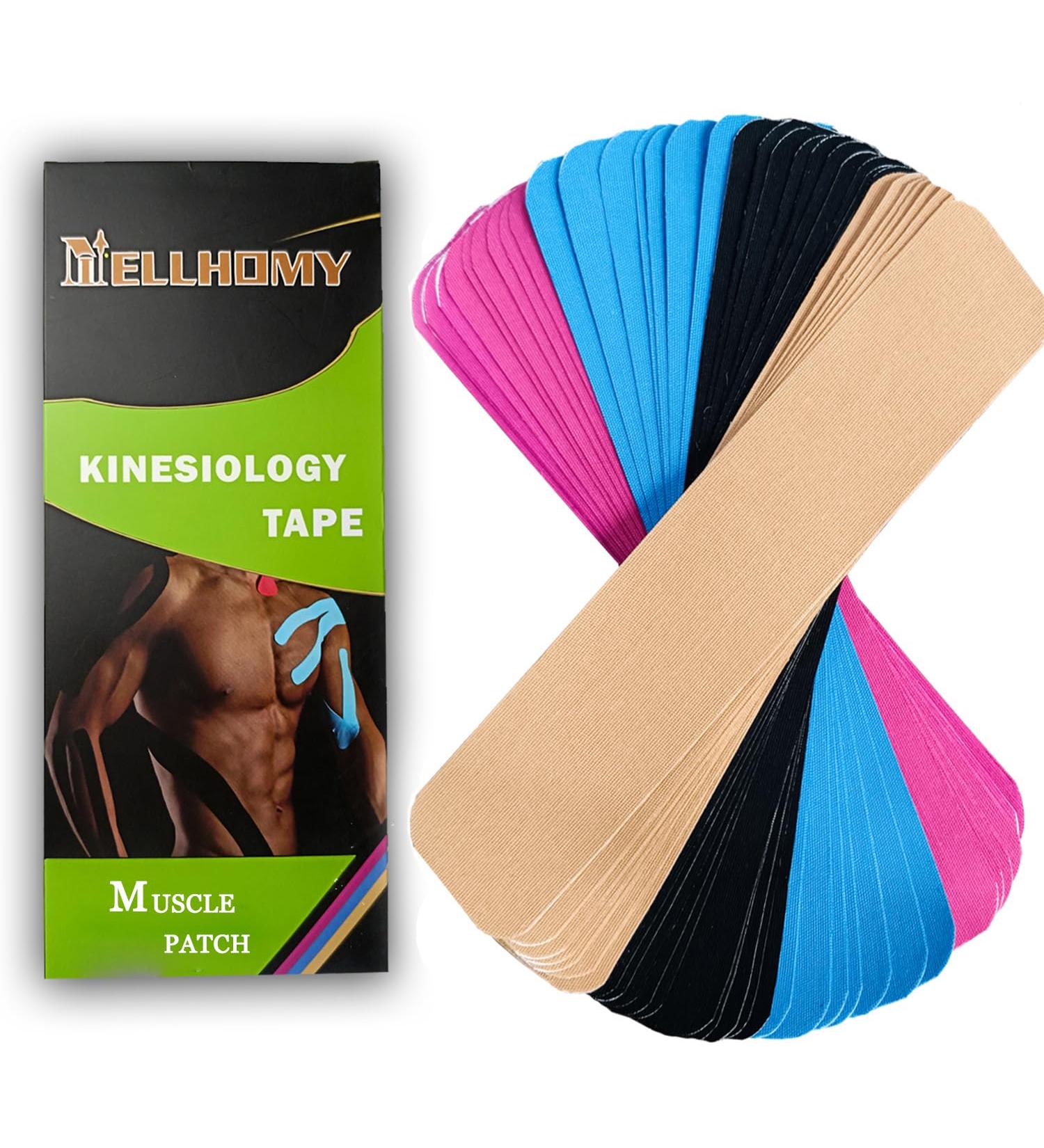 Kinesiology Tape Precut(5cmx25cm 52 Strips) Hypoallergenic Waterproof & Breathable K Tape Athletic Tape Physio Elastic Sports Tape Pain Relief Adhesive for Muscles Elbow Knee & Shoulder Sports(Mix Color) - Buy Online on GoSupps.com