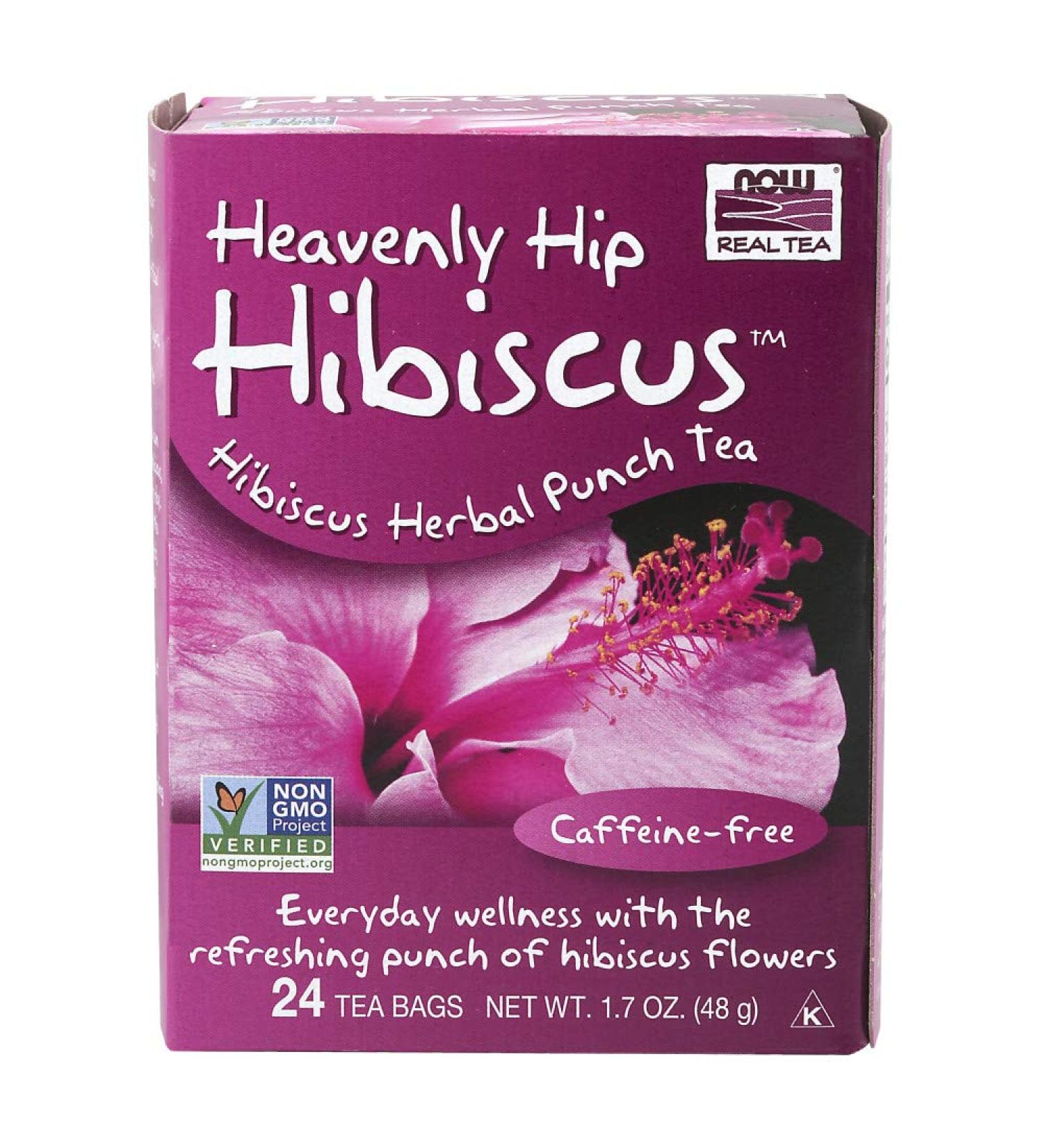 Now Foods Heavenly Hip Hibiscus Tea - Caffeine Free, 24 Tea Bags (1.7 oz) - Refreshing Herbal Blend - Buy Online on GoSupps.com