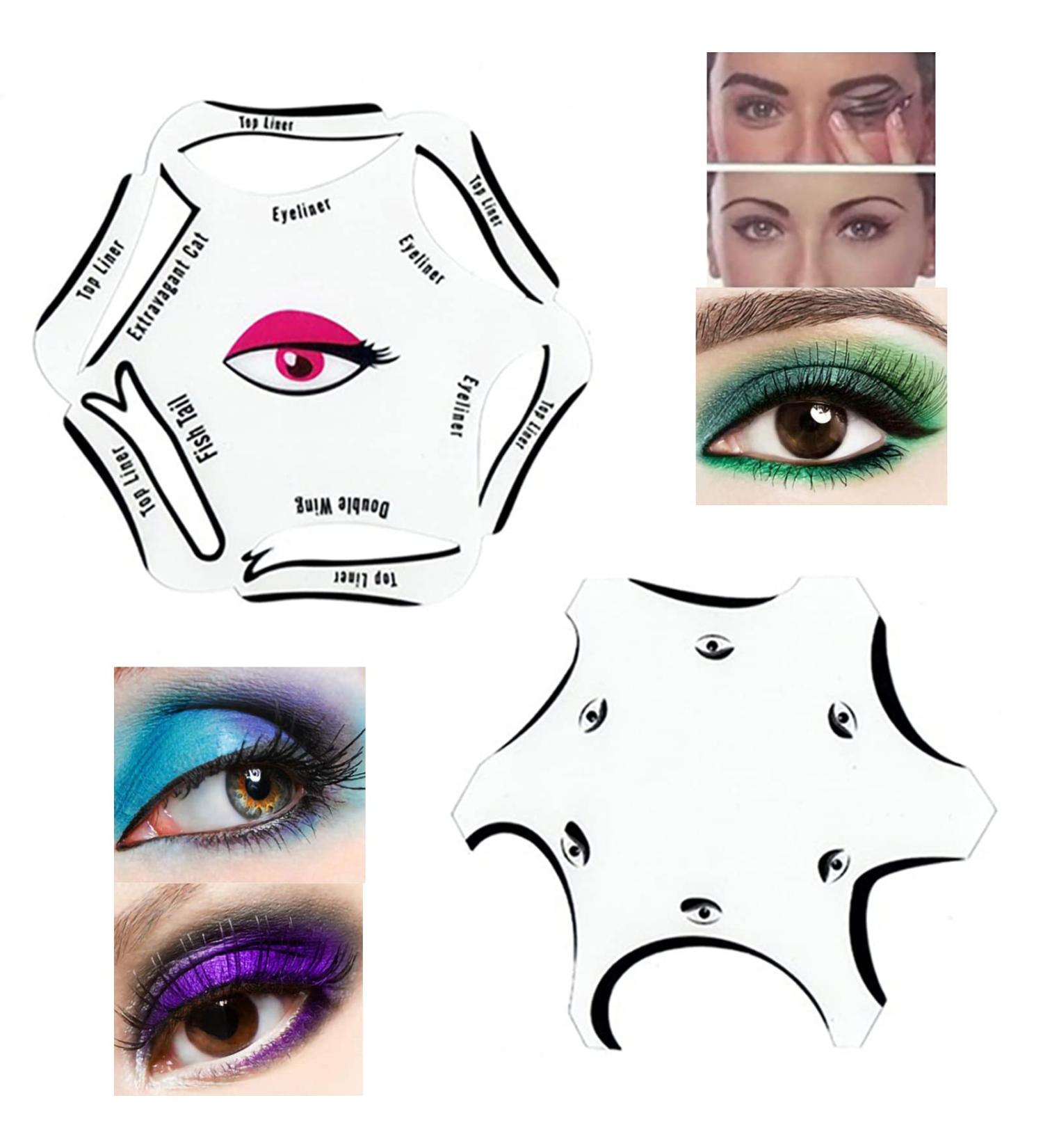 6 in 1 Eyeliner Stencils for Perfect Winged Eye Makeup - Cat Eyeliner & Eyeshadow Stencils Included - Buy Online on GoSupps.com