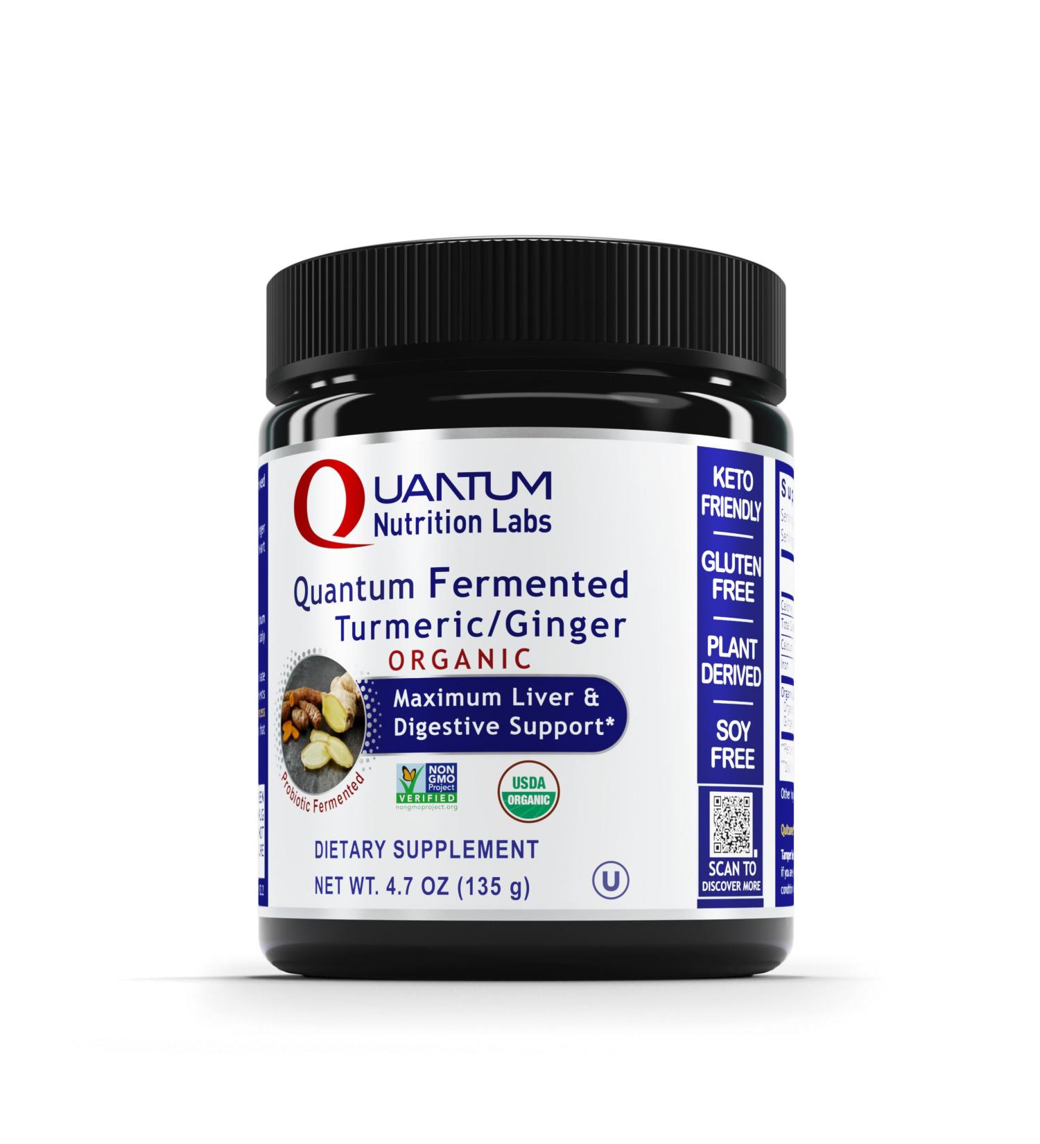 Quantum Nutrition Labs Quantum Fermented Turmeric/Ginger Root - Probiotic Fermented Turmeric & Ginger Powder Supplement Active Curcuminoids Herbal Supplement - 4.7 oz - Buy Online on GoSupps.com