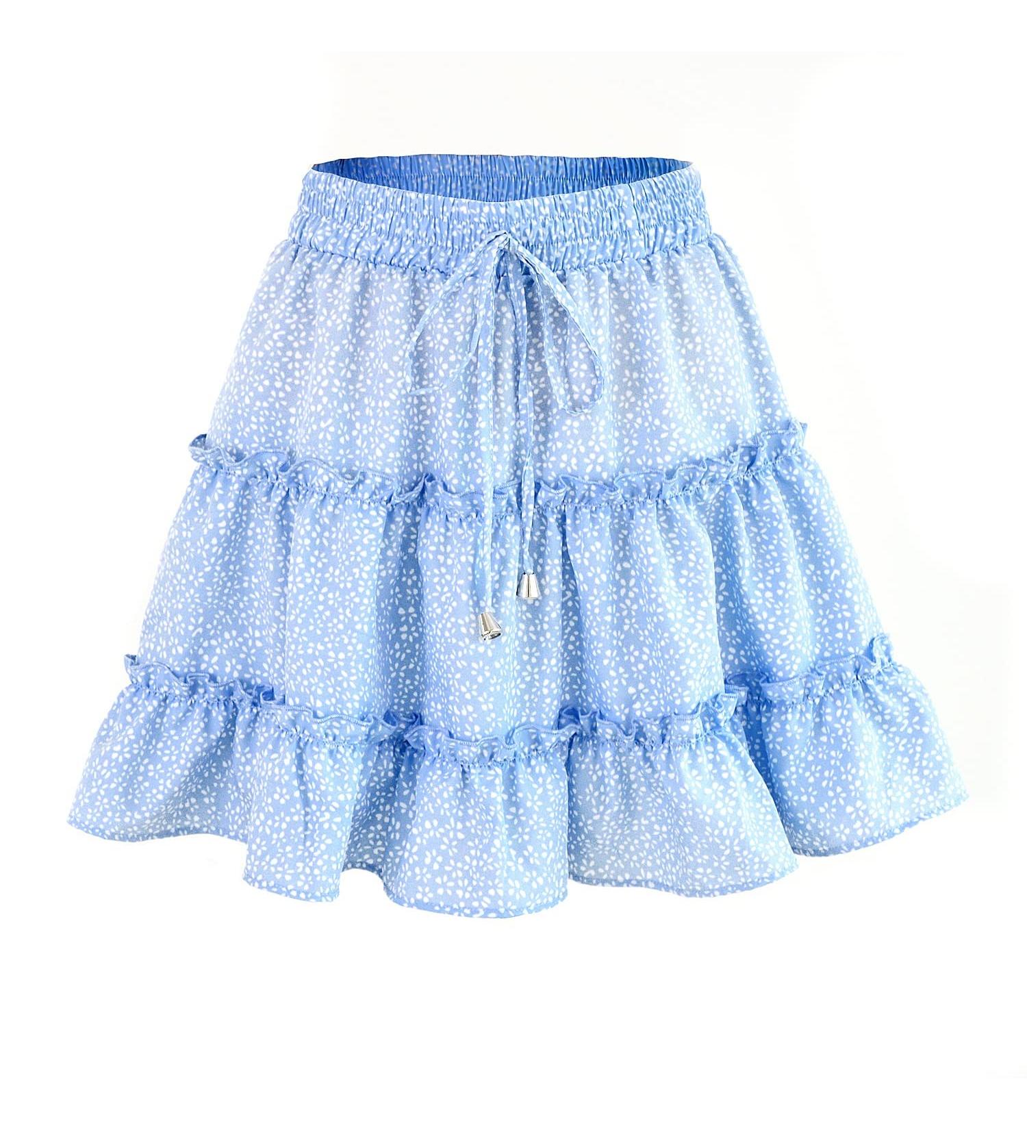 LAEMILIA Women's Floral Print Flared Mini Skater Skirt - Light Blue - Buy Online on GoSupps.com