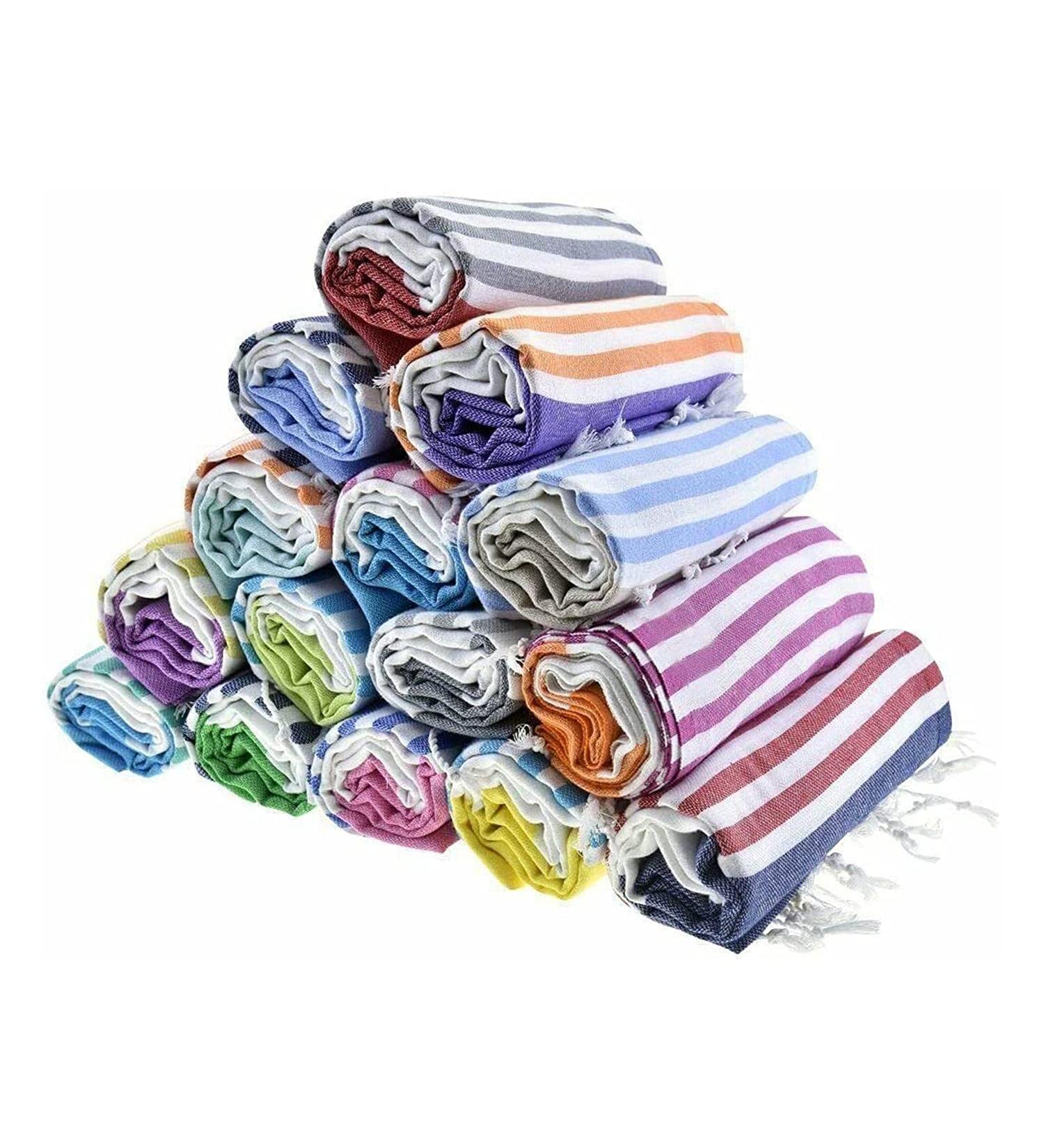 HAVLULAND Sale Set of 6 Turkish Beach Towels - Oversized 39x71, 100% Cotton, Absorbent, Quick-Dry, Sand Free - for Adults, Beach Gifts, Travel, Camping - Beach Accessories - Buy Online on GoSupps.com