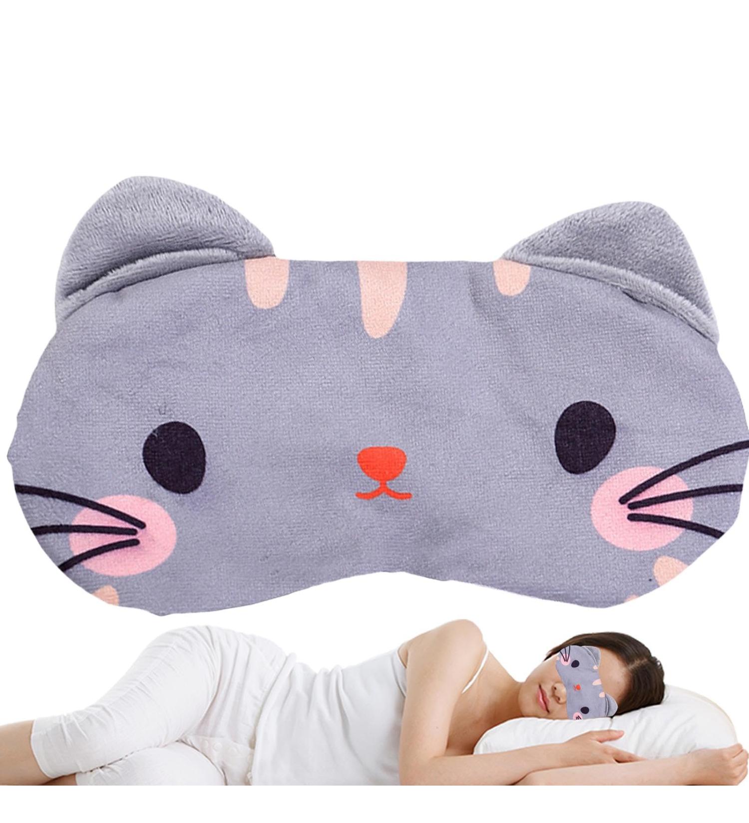 Shakven Eye Masque For Sleeping Cartoon Animal Night Sleep Eye Masque | Comfortable Eye Cover Eyeshade With Adjustable Strap For Teens Gray Cat - Buy Online on GoSupps.com