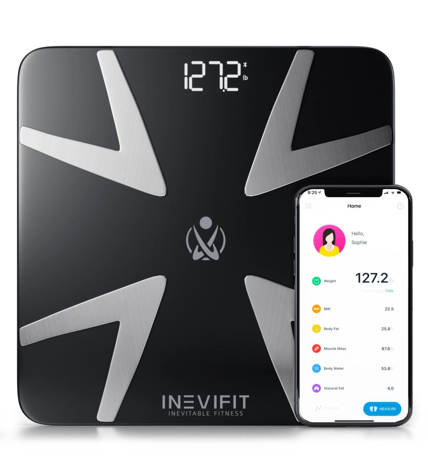 INEVIFIT Smart Body Fat Scale - Bluetooth Digital Bathroom Analyzer for Weight, Body Fat, Muscle, BMI & More - Black - Buy Online on GoSupps.com
