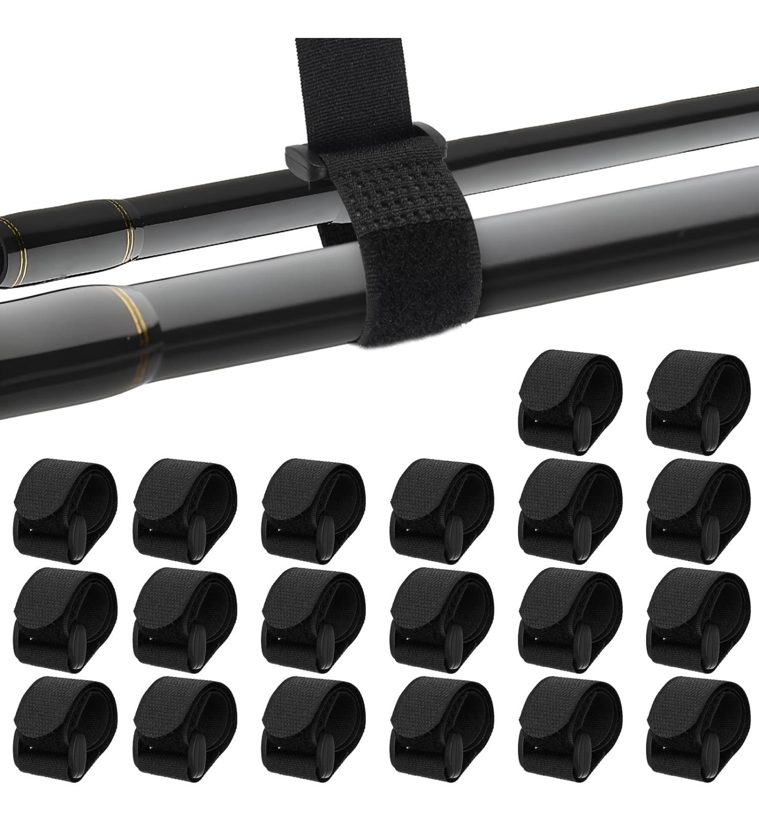 Molain Adjustable Fishing Rod Straps - 20 Pack Velcro with Buckle for Fishing Rods Badminton Rackets Golf Clubs - Durable Black 20x2.5cm - Buy Online on GoSupps.com