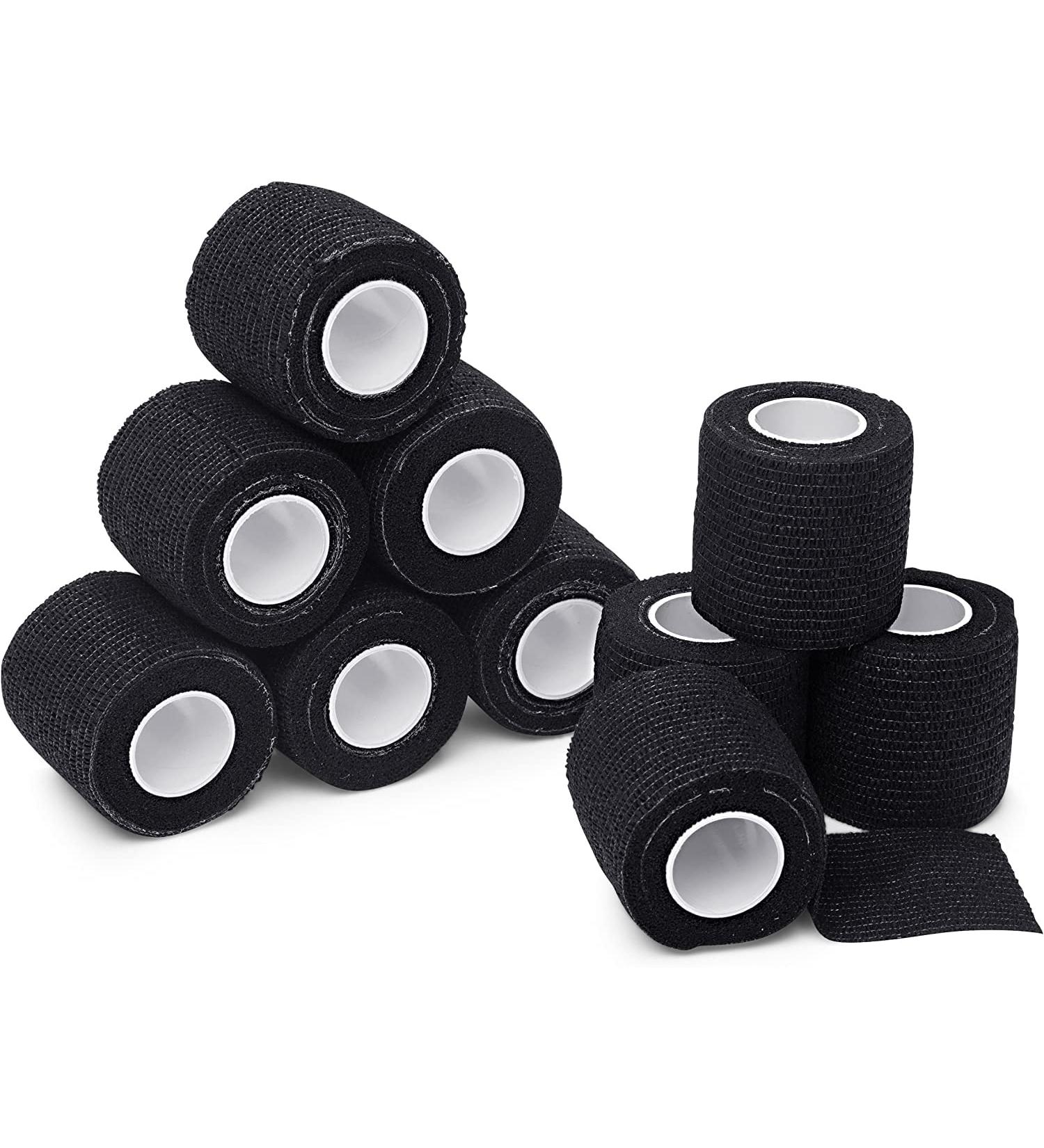 Self Adherent Cohesive Wrap Bandages 2 Inch by 5 Yards - Black Athletic Tape for Wrist and Ankle - Breathable, Stretchy and Self Adhesive - 10 Pack - Buy Online on GoSupps.com