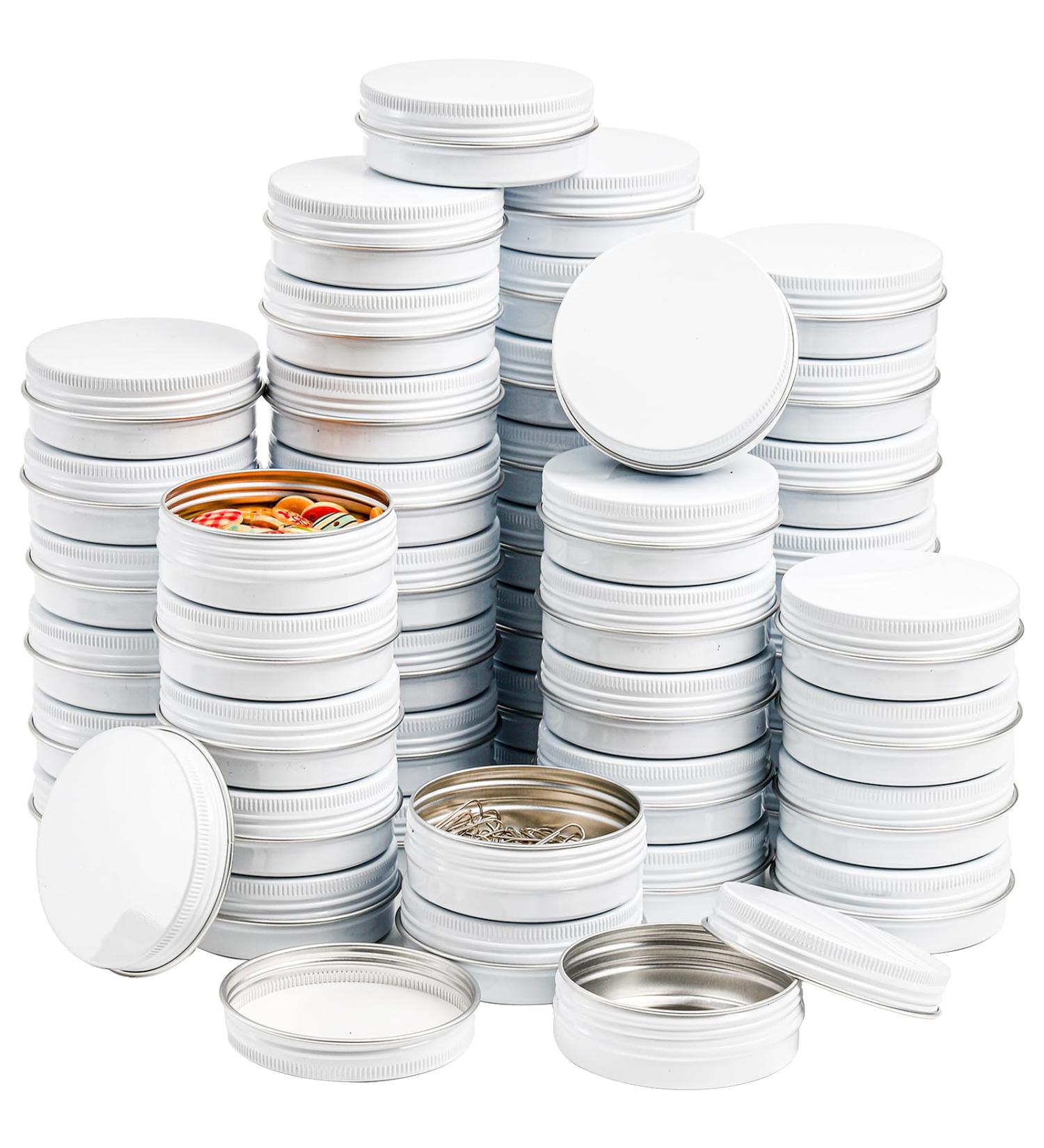 Foraineam 48-Pack Aluminum Lip Balm Jars | Empty Round Travel Cream Cans with Screw Lid | White Metal Containers for Travel - Buy Online on GoSupps.com