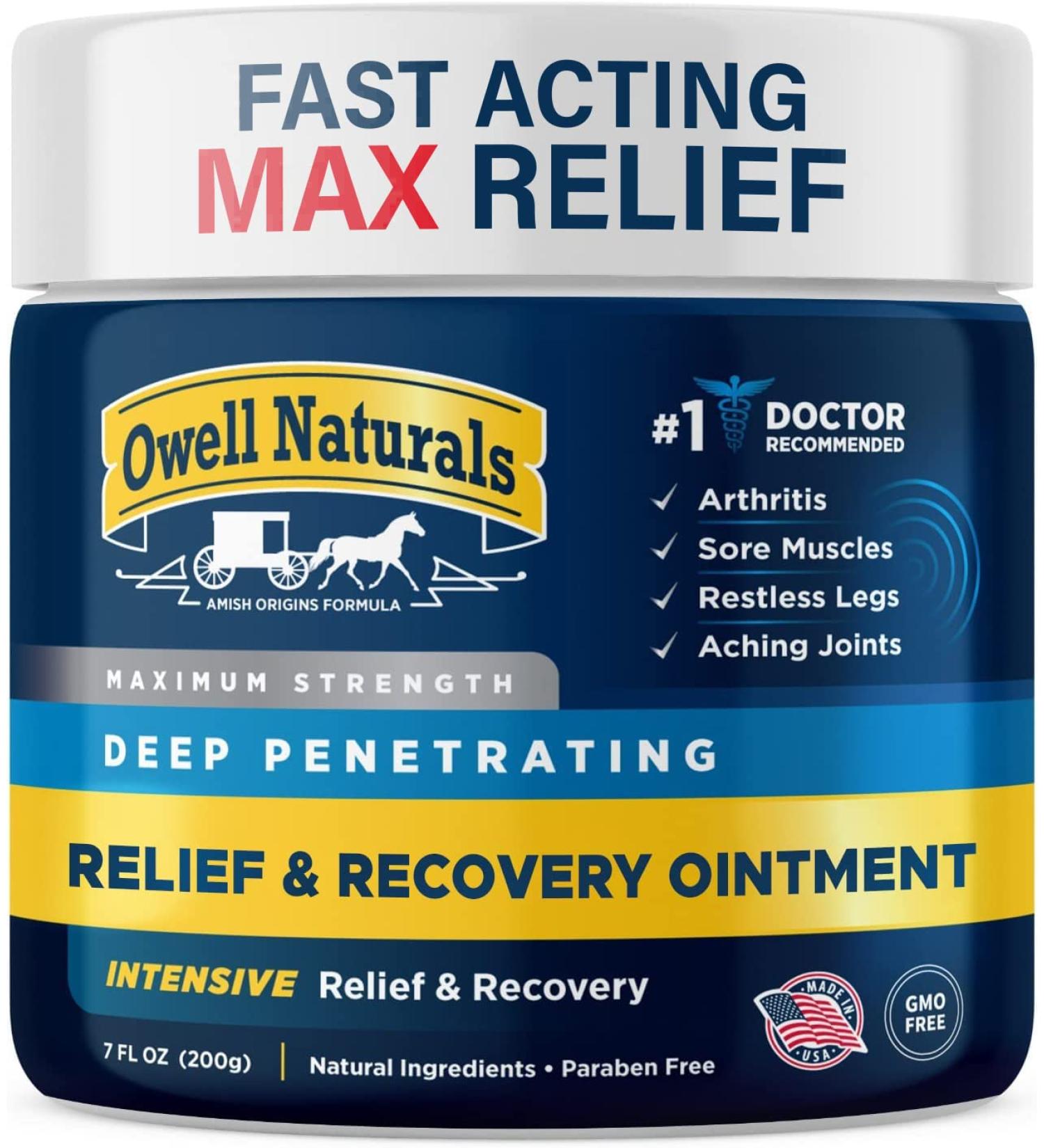 OWELL NATURALS Joint and Muscle Relief Ointment - Maximum Strength All Natural Discomfort Reliever - 7oz - Buy Online on GoSupps.com