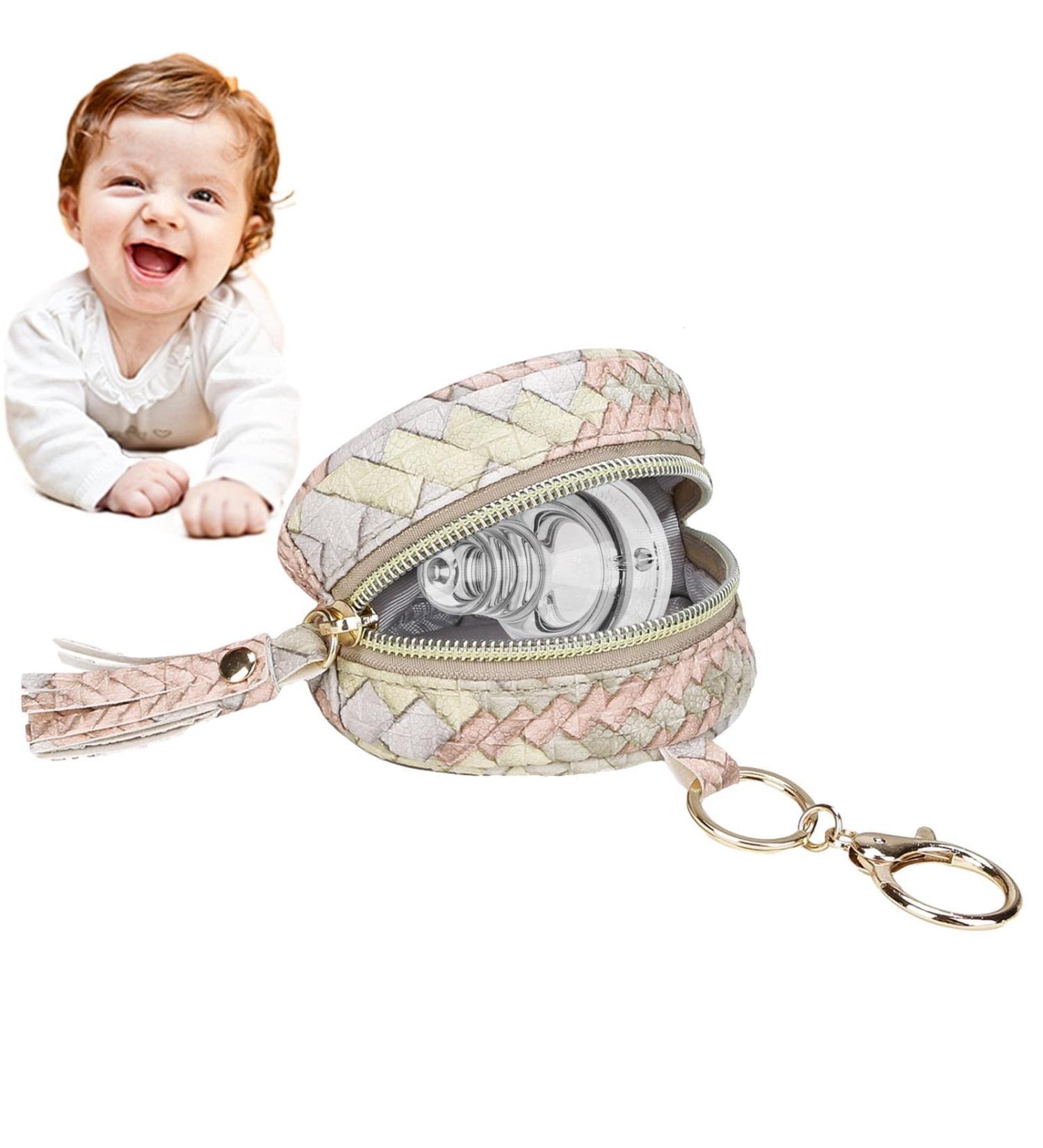 Lencyotool PU Leather Pacifier Cover with Clip - Stylish Binky Clip Bag for Boys & Girls Zippered Paci Pouch for Diaper Bags - Perfect for Outdoor Adventures - Buy Online on GoSupps.com
