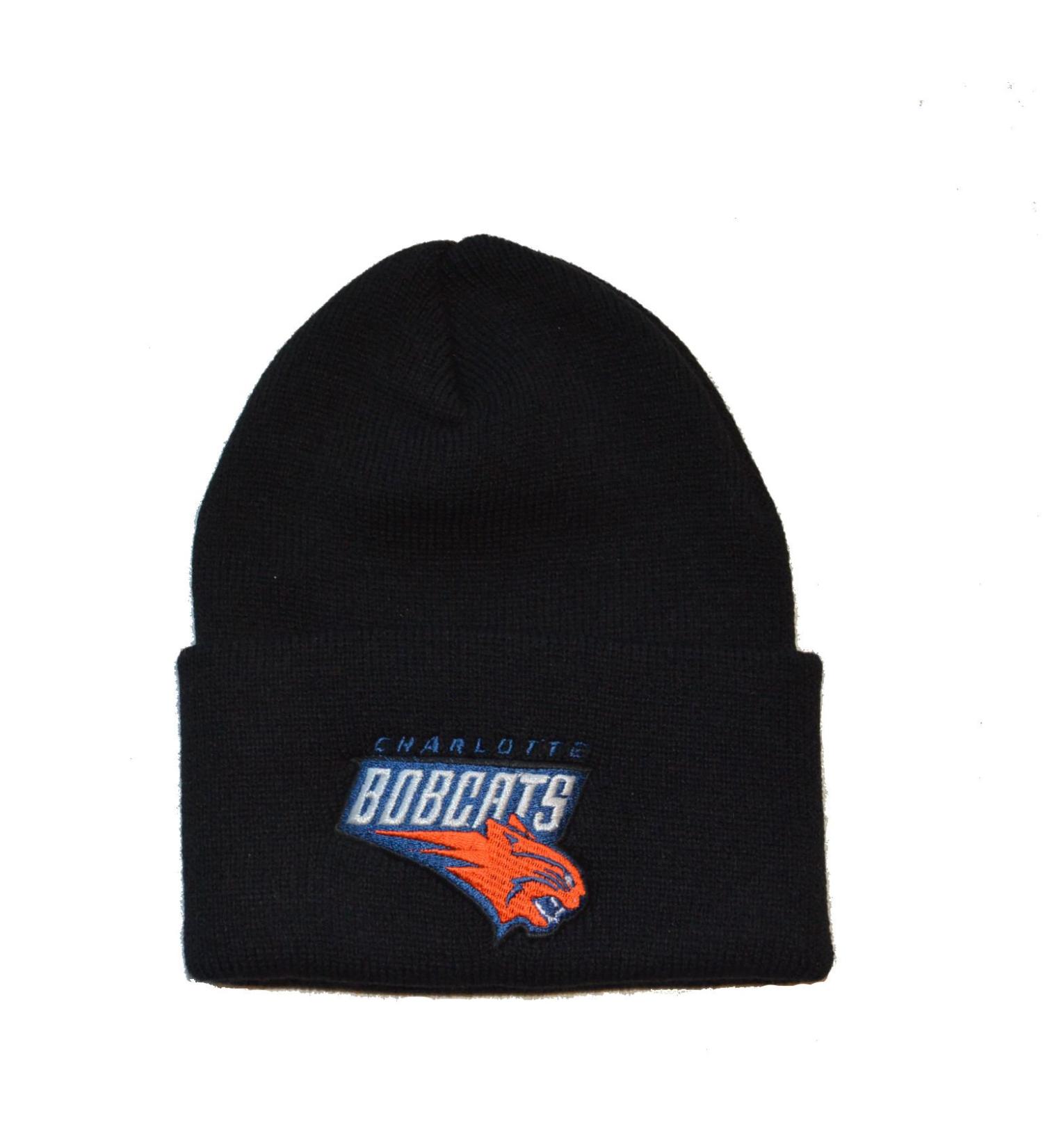 adidas Classic Cuffed Beanie Hat - NBA Cuff Winter Knit Baskteball Cap Charlotte Bobcats - Black