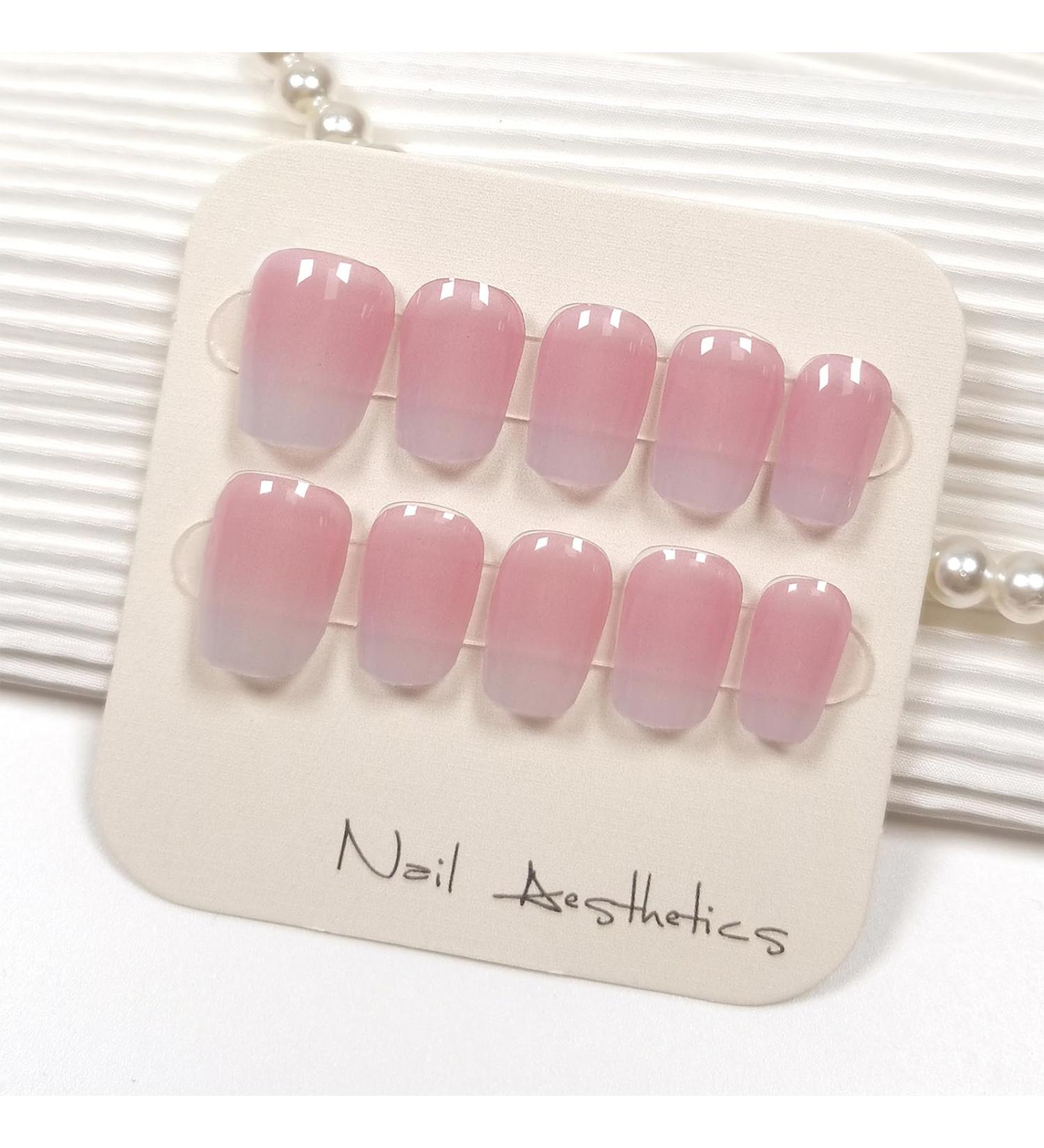 20Pcs Semi Cured Gel Nail Strips Self-Adhesive Gel Nail Stickers Long Lasting Waterproof Gel Nail Polish Wraps Salon-Quality Manicure Set for Women Girls Kids DIY Decorations - Clear Pink Gradient - Buy Online on GoSupps.com