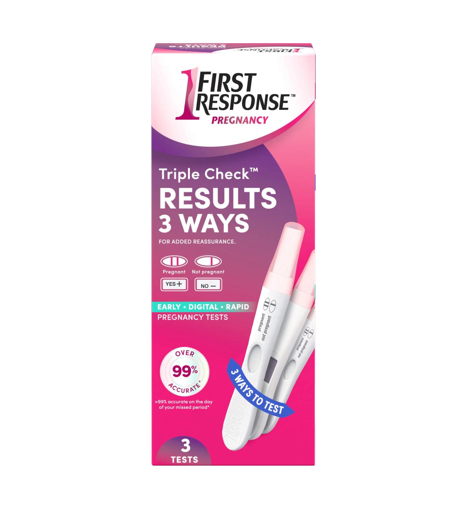 First Response Triple Check Pregnancy Tests - 3 Pack | Accurate & Reliable - Buy Online on GoSupps.com