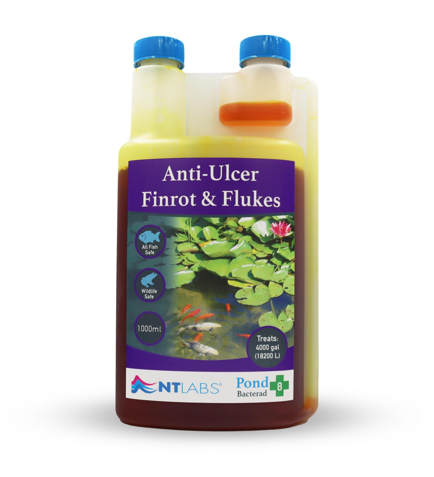 NT Labs Pond Bacterad Pond Fish Medicine Anti-Ulcer Fin-Rot & Flukes Use When Fish Show Symptoms of Fin Rot Mouth Rot Red Blotches Missing Scales or Clamped Fins 1 l (Pack of 1) - Buy Online on GoSupps.com