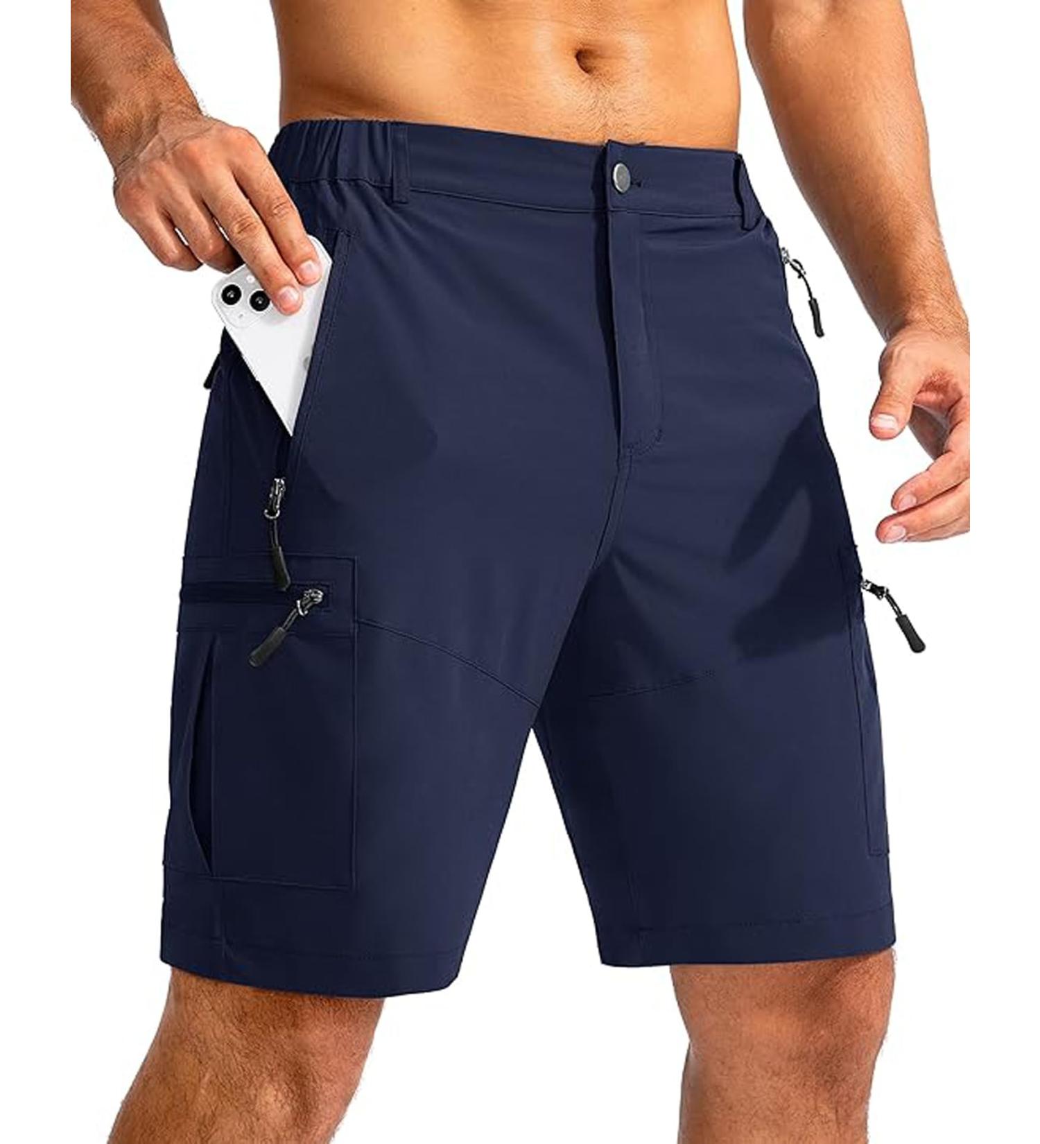 Tansozer Short Men's Hiking Pants | Zipper Pocket Outdoor Cargo Shorts - Blue L - Buy Online on GoSupps.com