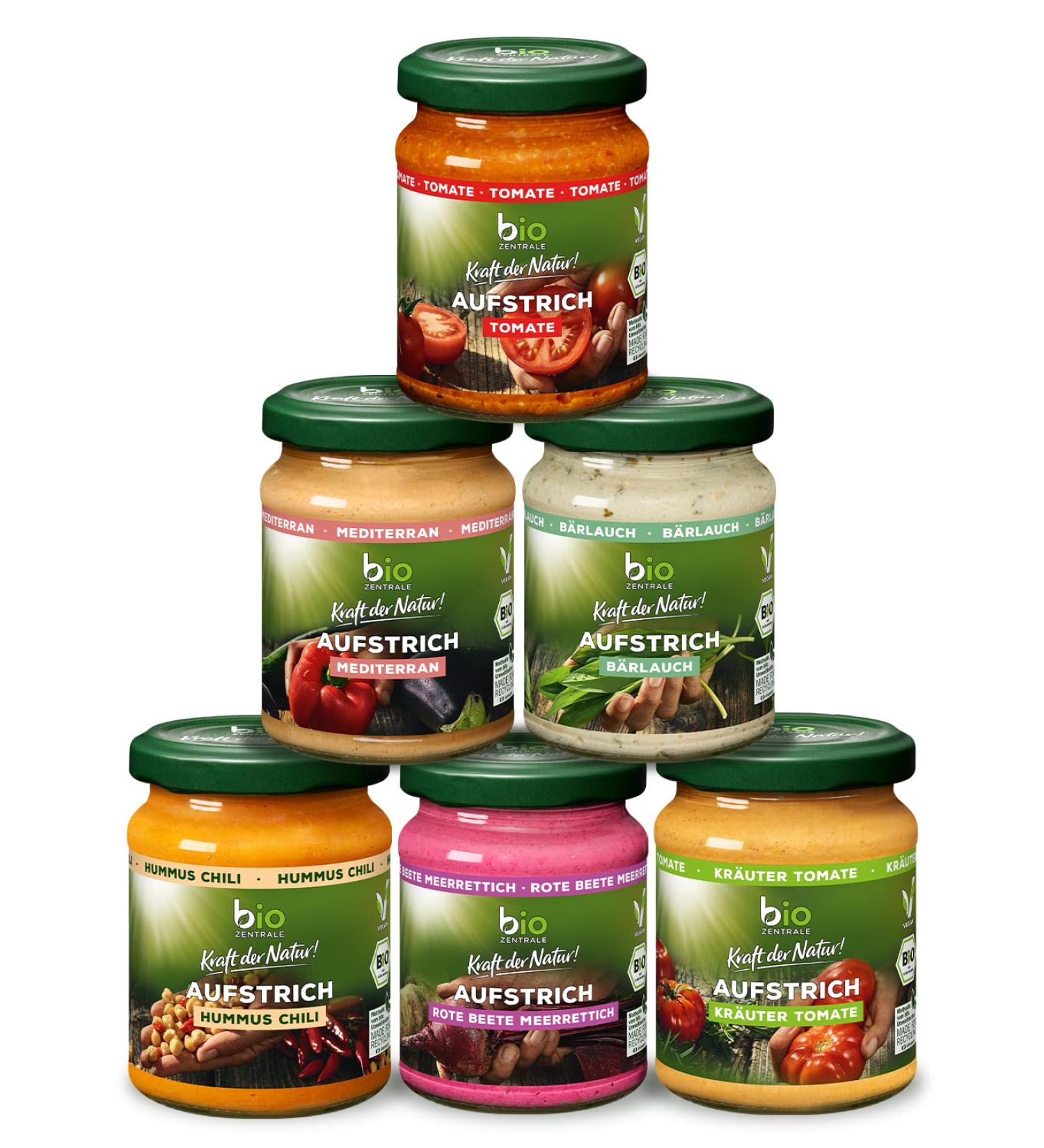 Biozentral Brot spreads bestseller box |6 x 125 g |Vegan and lactose -free |6 popular spreads at the benefit pack |Delicious on bread or to refine dishes bestseller box