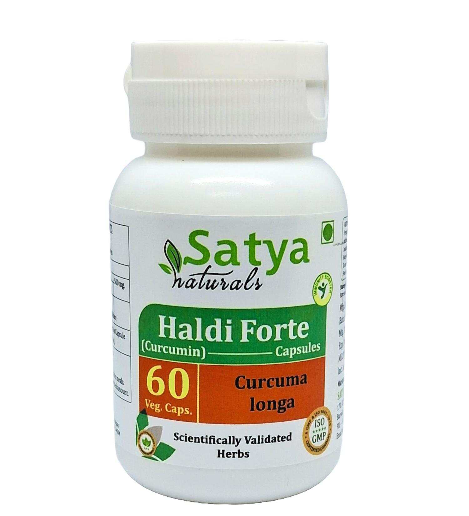 Haldi Forte Capsules 500 mg. 60 Veg. Capsule | Turmeric (Curcumin) (Curcuma Longa) Extract Capsules for Men and Women | Ayurvedic Herbal Supplement/Remedies | 10:1 Forte (1 Bottle of 60 Capsules) 60 Count (Pack of 1) - Buy Online on GoSupps.com