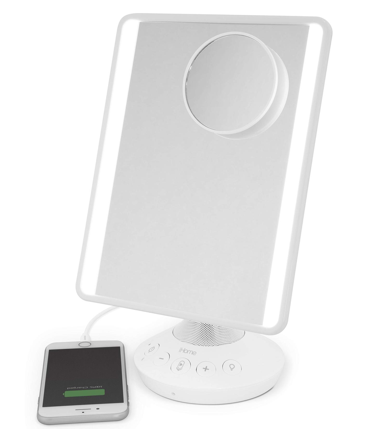 iHome Reflect iCVBT22W Vanity Mirror with Bluetooth Audio, LED Lighting, and Hands-Free Speakerphone - White (7 x 9) - Buy Online on GoSupps.com