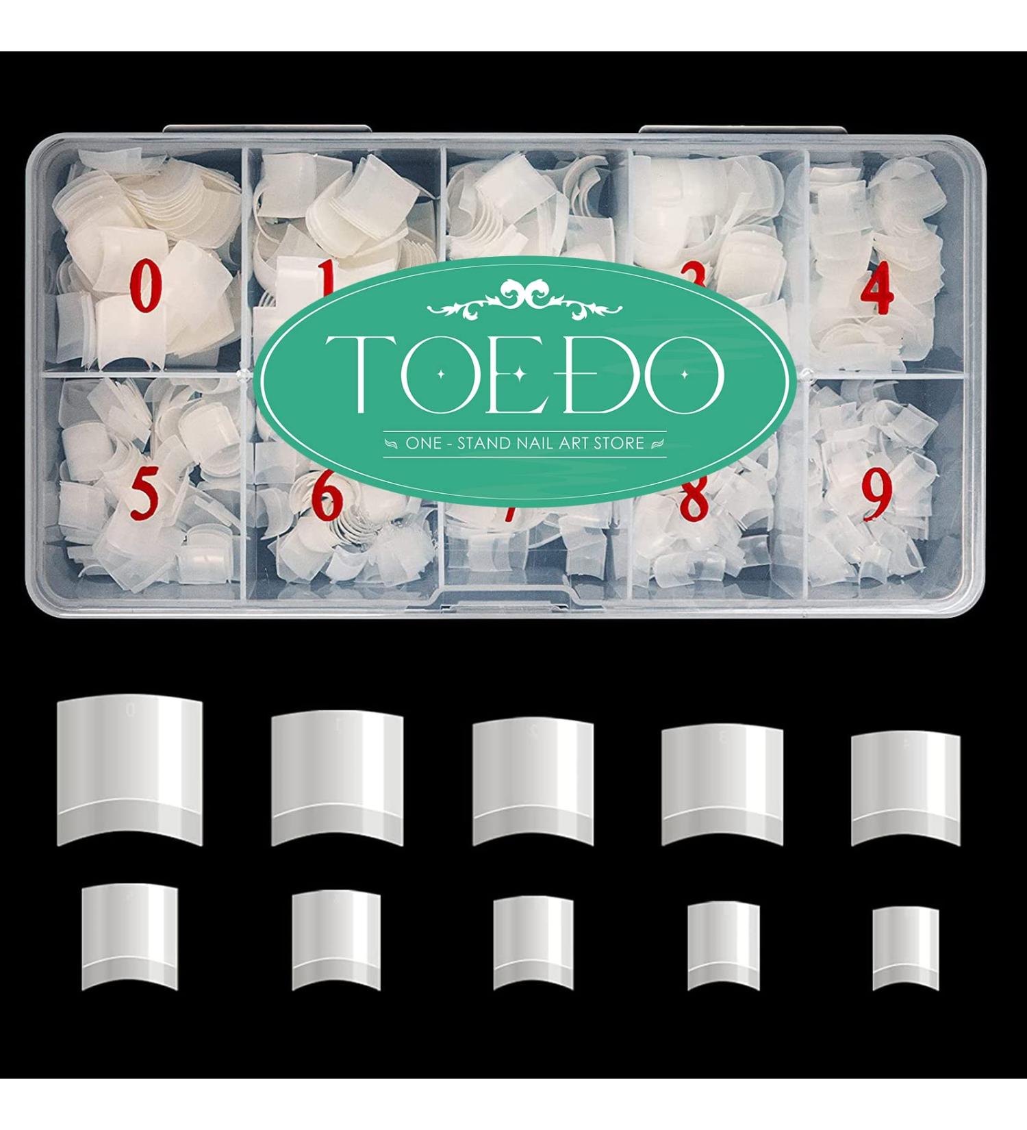 TOEDO French Short Acrylic Nail Tips 1000PCS Half Cover False Nails - Natural Style for DIY Nail Art - Nail Salon Quality - With Storage Box - Buy Online on GoSupps.com