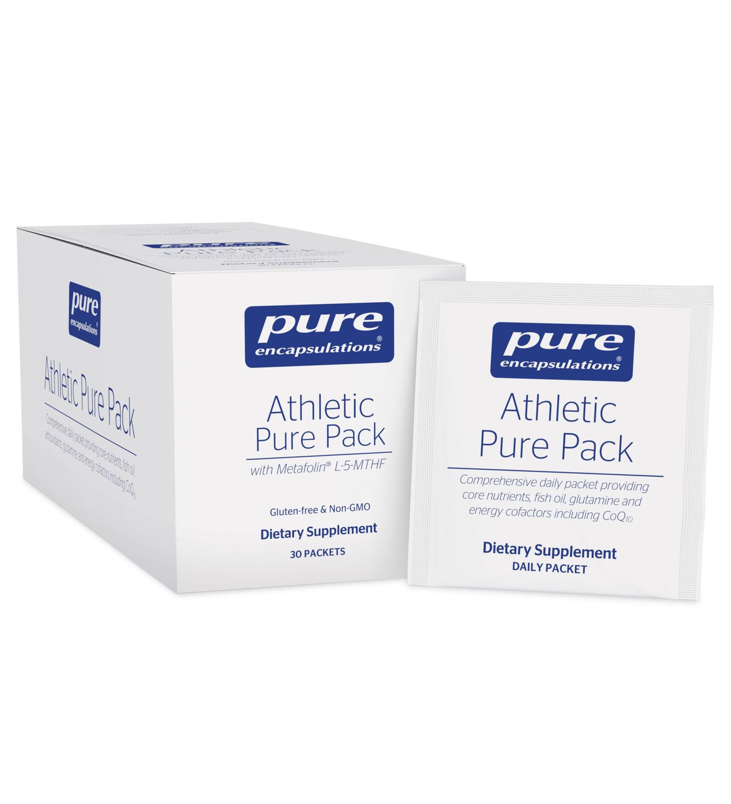Pure Encapsulations Athletic Pure Pack | Comprehensive Daily Packet Providing Core Nutrients Fish Oil Antioxidants Glutamine and Energy Cofactors Including CoQ10 and Kre-Alkalyn | 30 Packets - Buy Online on GoSupps.com