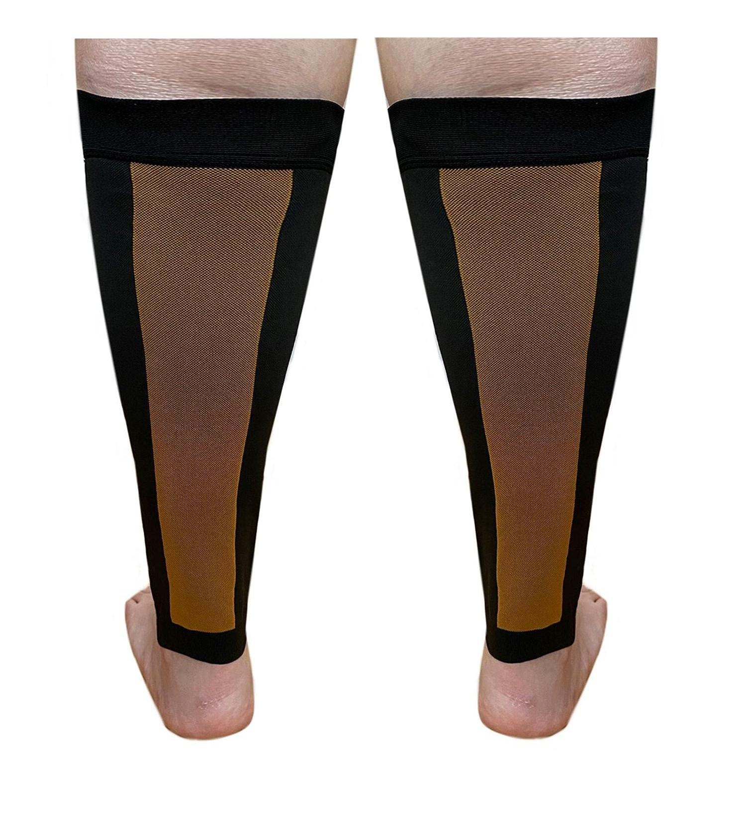 Runee Wide Calf Copper Infused Compression Sleeve - Leg Support for Wide Calves Calf Pain & Shin Splint Relief Swelling Varicose Veins DVT