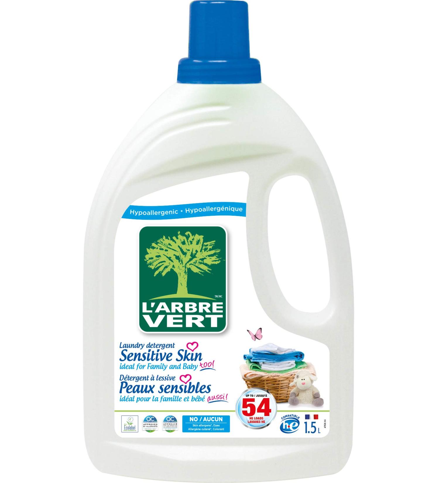 L'Arbre Vert Hypoallergenic Liquid Laundry detergent for Sensitive Skin - Ideal for Baby - 54 Loads 1.5 Liter - Buy Online on GoSupps.com