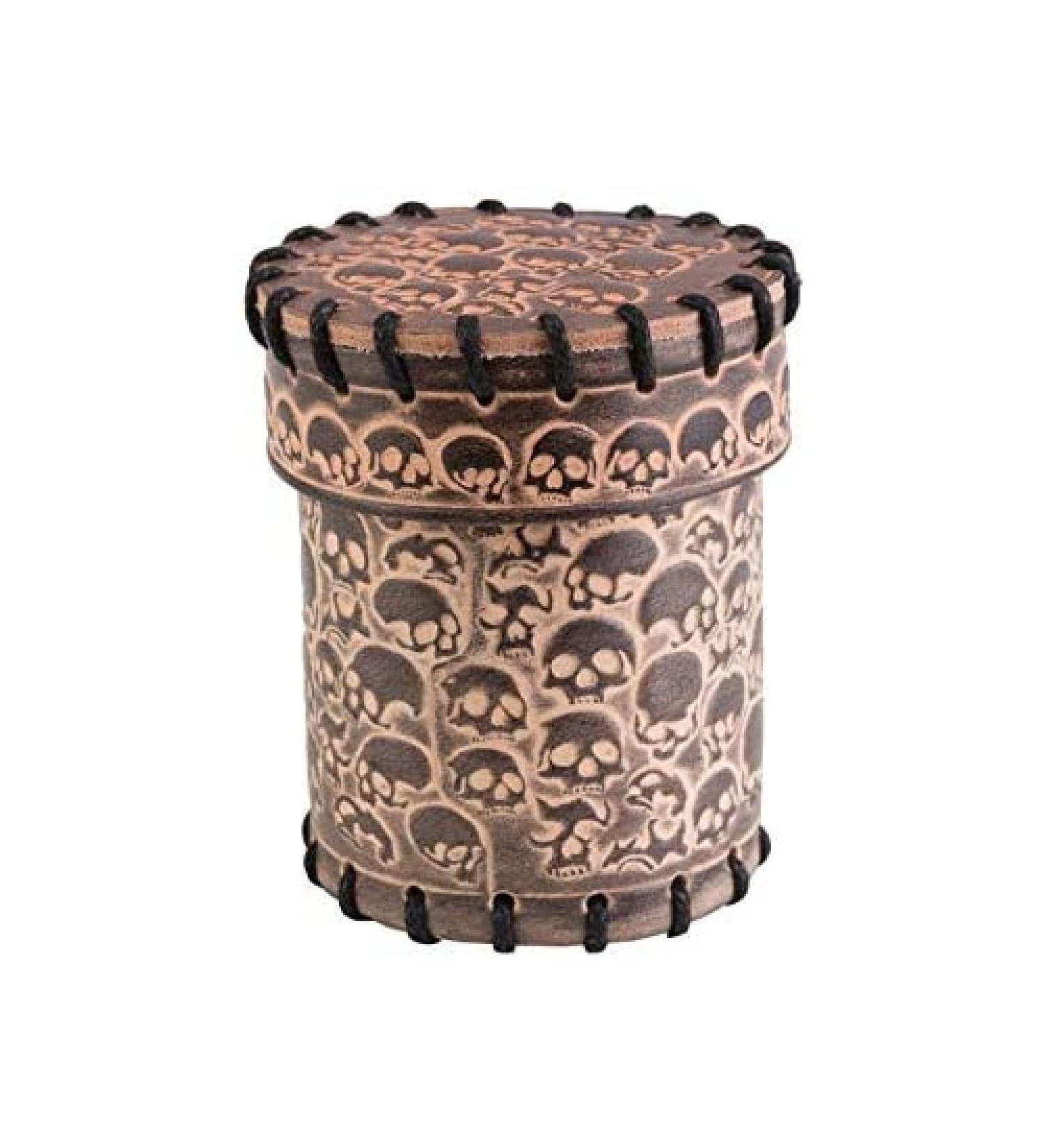 Q-Workshop Skull Beige Leather Dice Cup