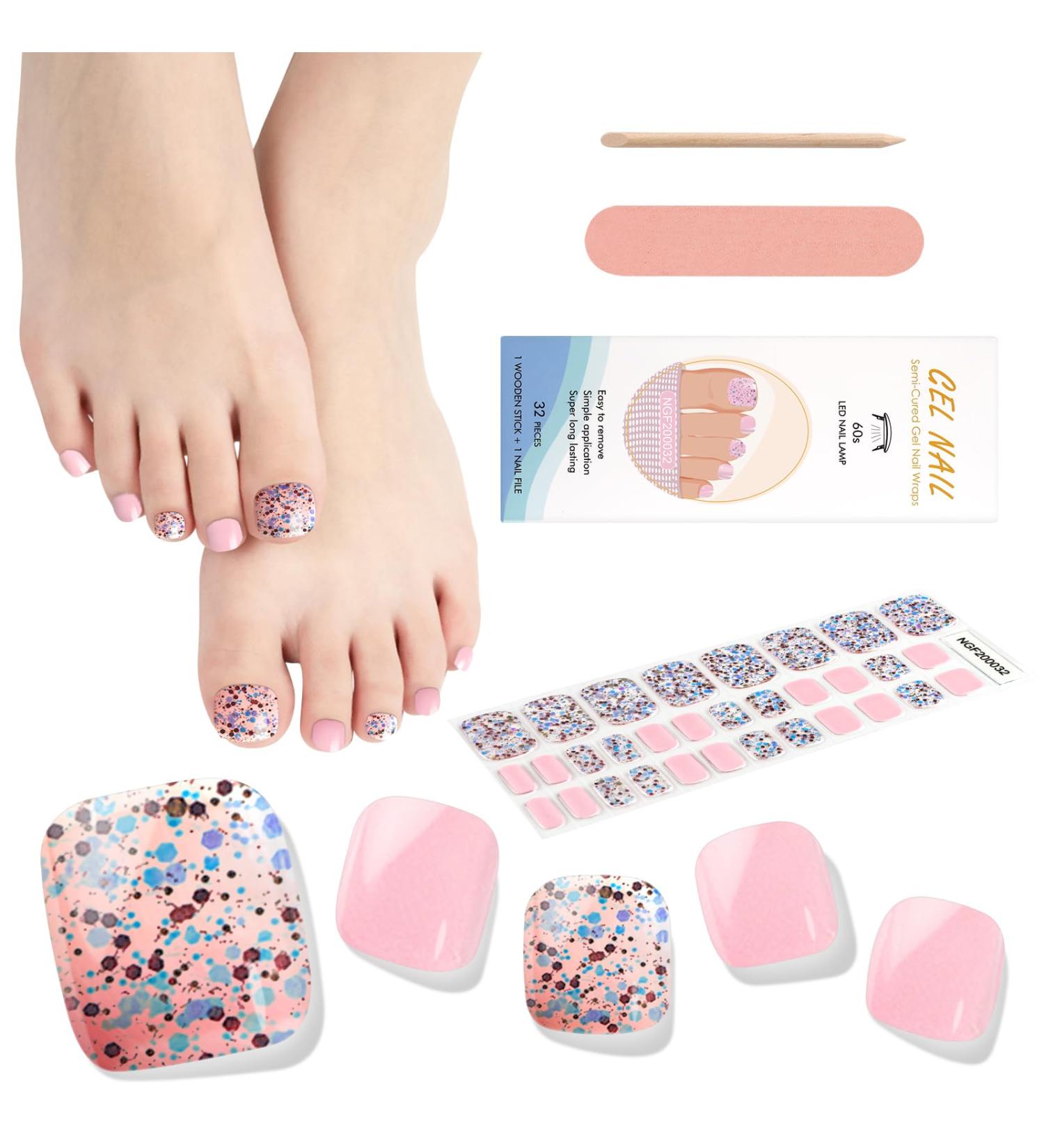 EBANKU 32 PCS Gel Toeail Strips with Nail File and Stick - Semi Cured Full Wraps for Toenails (UV/LED Lamp Required) - Buy Online on GoSupps.com