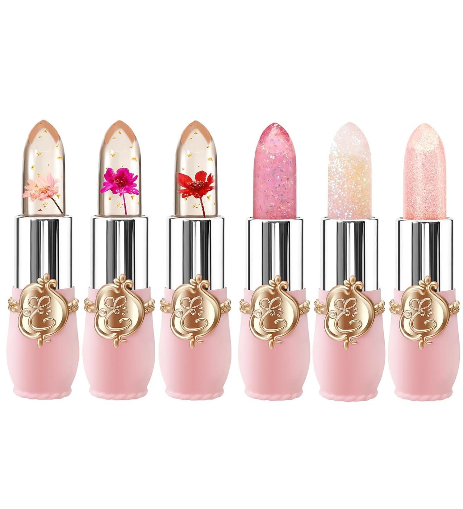 6 Packs Flower Jelly Lipstick Set Magic Temperature Color Change Lip Balm Long Lasting Moisturizer Lip Gloss Flower Jelly Lipstick Makeup Set (6PCS Set B) - Buy Online on GoSupps.com