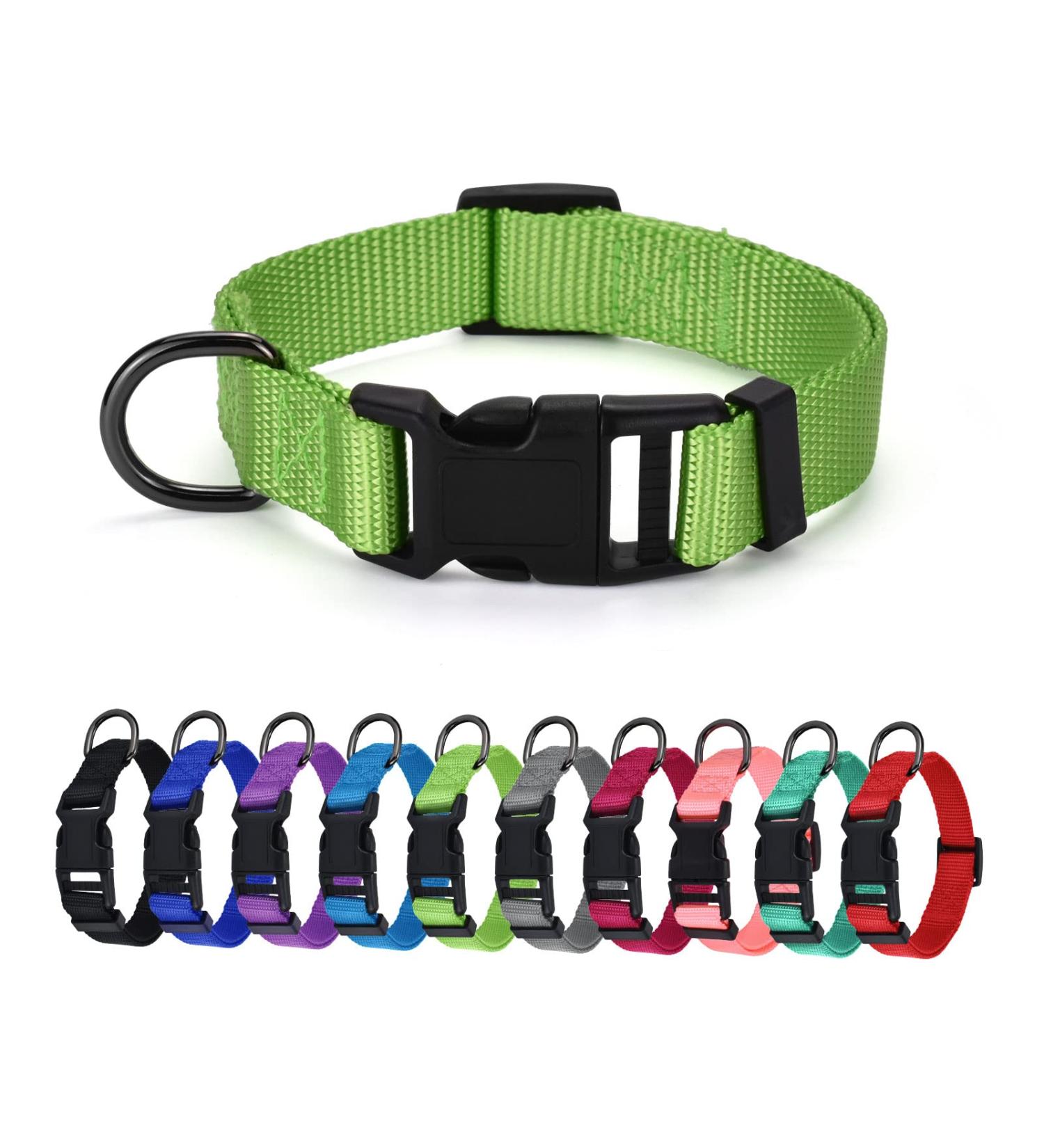 Audwud Thick Nylon Dog Collar | Adjustable & Classic | Neon Green | Sizes S-XL for Small Medium & Large Dogs - Buy Online on GoSupps.com