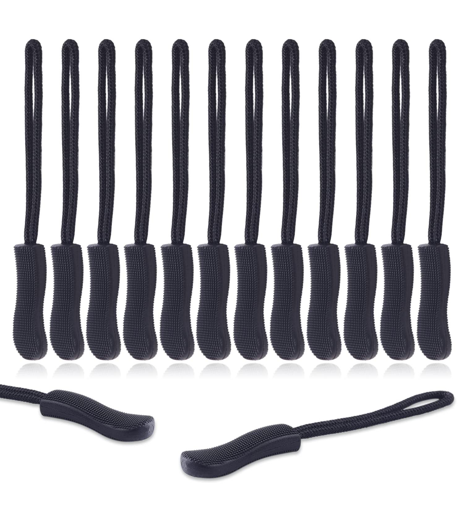 Universal Zipper Pull Replacement Kit - 12 Pack Balck Extenders for Golf Bags, Backpacks, Jackets, Pants, Boots, Coats, Luggage - Buy Online on GoSupps.com