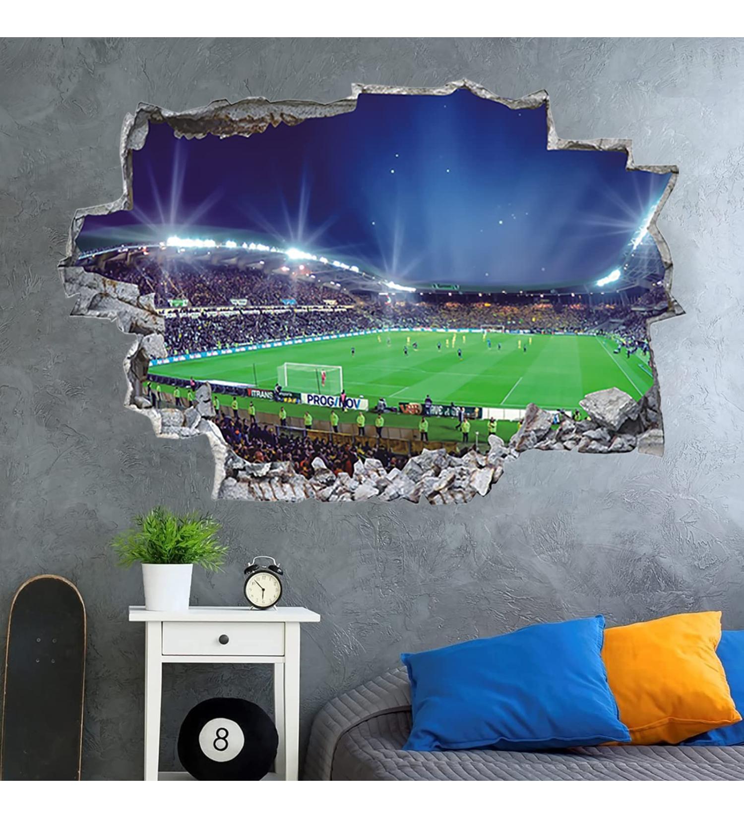 ANHUIB Large 3D Football Stadium Wall Sticker - Boys Bedroom Decor - Soccer Sport Wall Decals for Kids Room - Blue - Buy Online on GoSupps.com