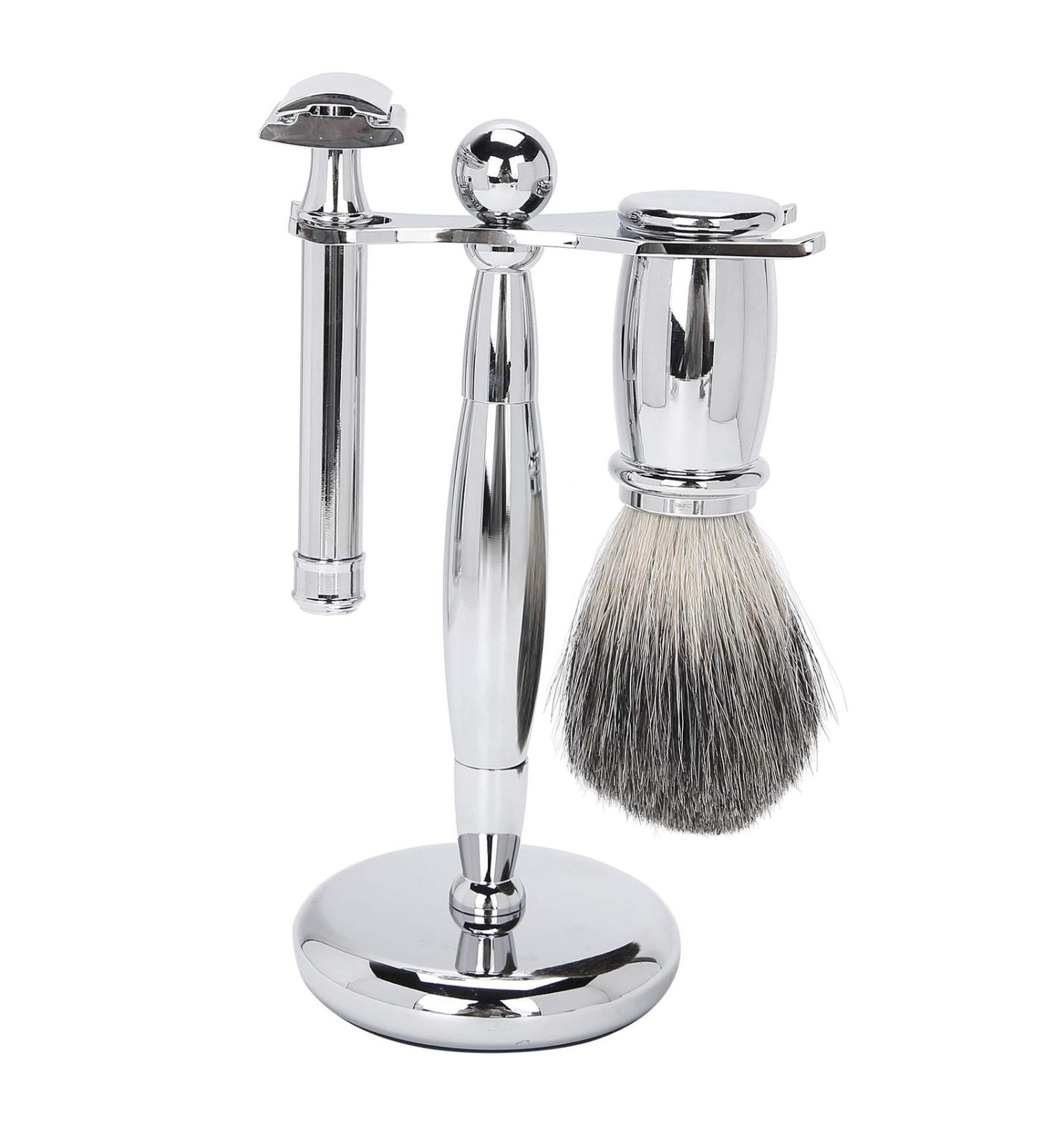 Premium 3 Piece Shaving Set - Brush Holder & Accessories for Salon Quality Shave | International Shipping Available - Buy Online on GoSupps.com
