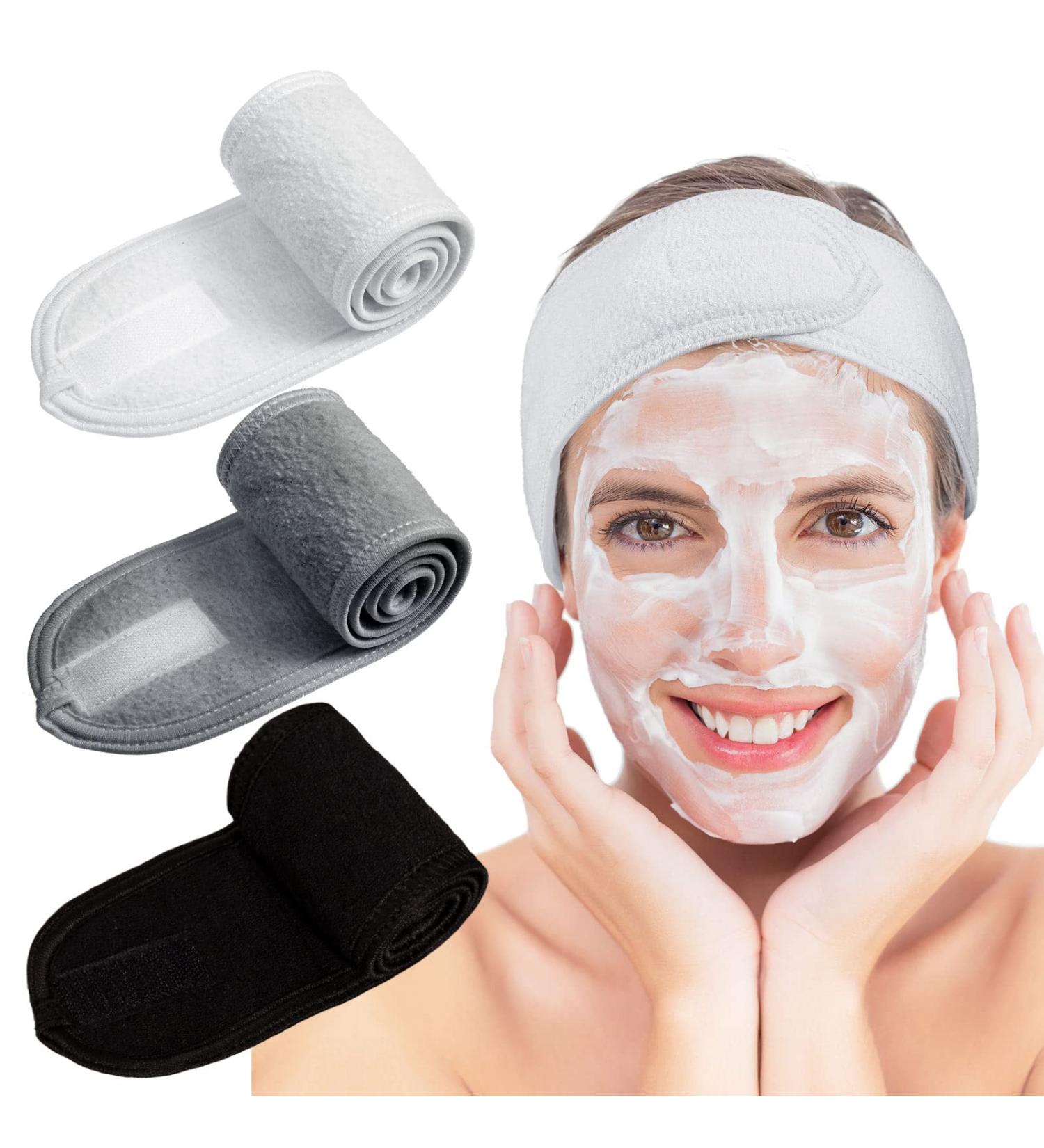Whaline Spa Facial Headband Set - 3 Pack Terry Cloth Headbands for Face Washing & Shower (White Black Gray) - Buy Online on GoSupps.com
